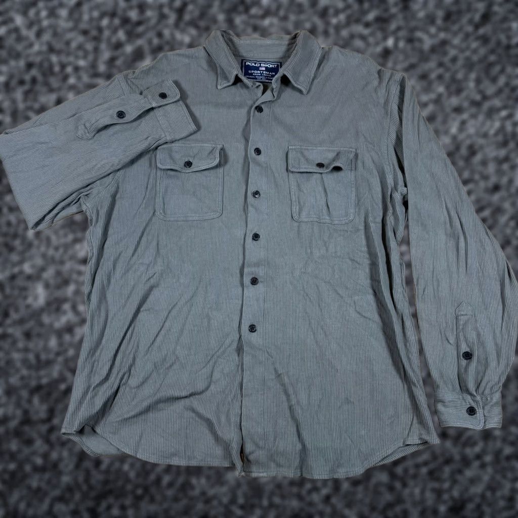 Polo Ralph Lauren VINTAGE Polo Ralph Lauren Sportsman Corduroy Shirt Mens XL Grey Pockets Long Sleeve Button-Up Size US XL / EU 56 / 4 - 1 Thumbnail