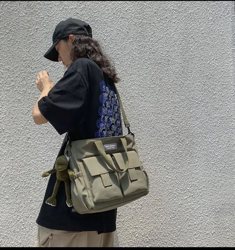 Japanese Brand Multi Pocket Nylon Messenger Bag Size ONE SIZE - 4 Thumbnail