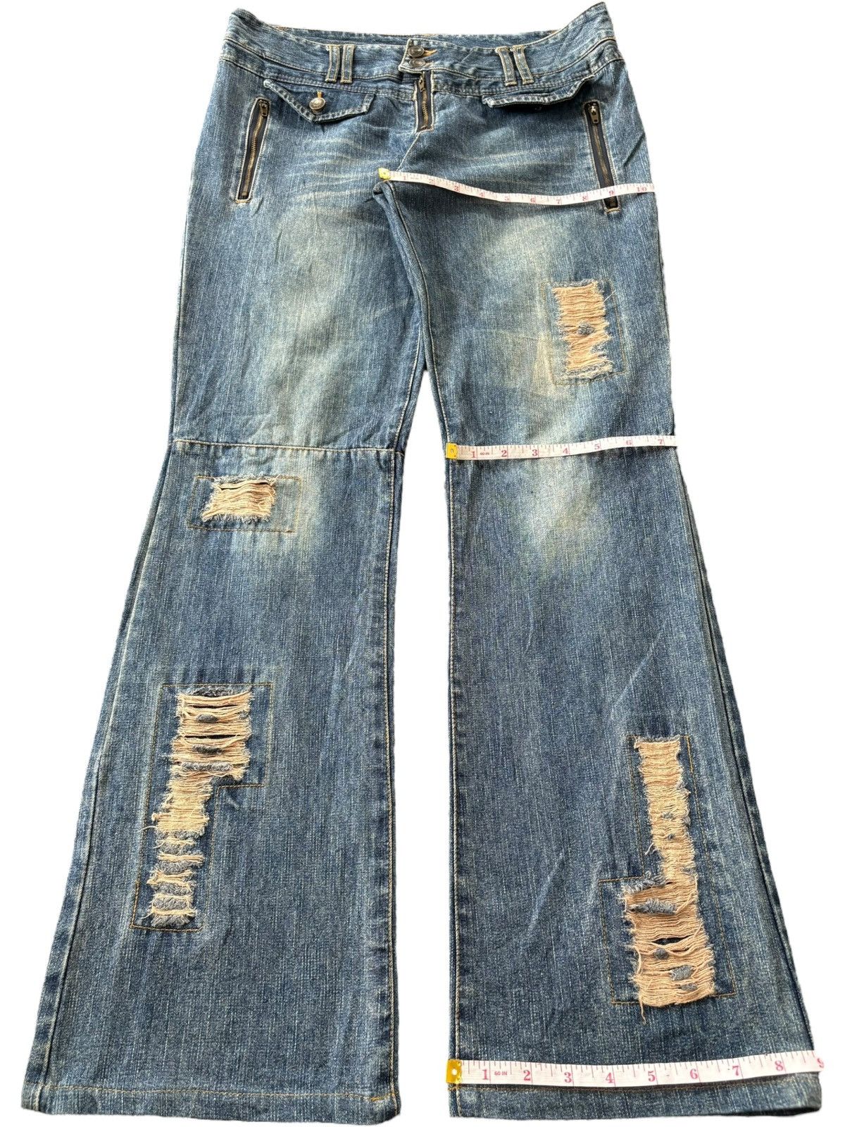 Tornado Mart Vintage Japanese Brand Distressed Patched Flare Jeans Size 32" / US 10 / IT 46 - 11 Thumbnail