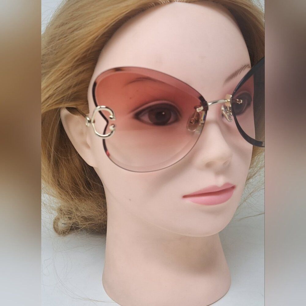 Lanvin Lanvin Sunglasses Heart Rose Metal Butterfly Rimless Oversi Size ONE SIZE - 7 Thumbnail