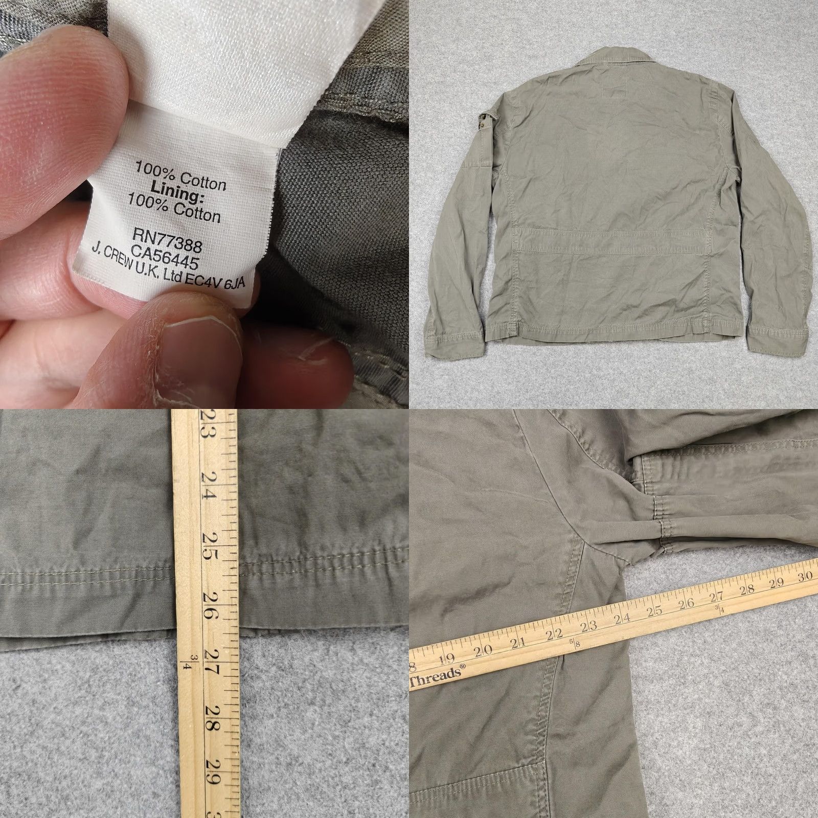 J.Crew J.CREW Womens XL Green Broken In Canvas Military Field Full Zip Pockets - Pre-Owned Excellent Size XL / US 12-14 / IT 48-50 - 8 Thumbnail