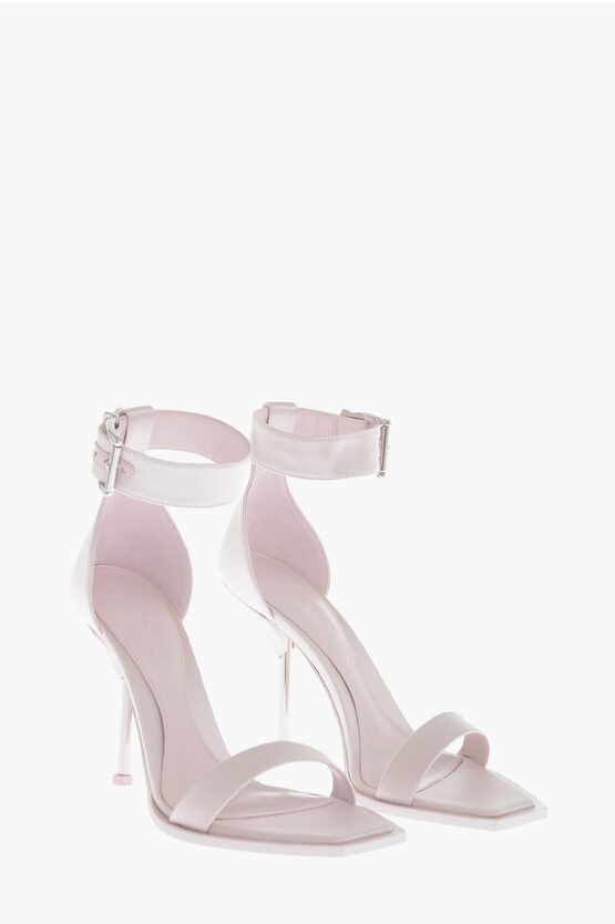 Alexander Mcqueen Satin Sandals With Strap Heel Shoes 10Cm in Pink, Women's (Size 6)