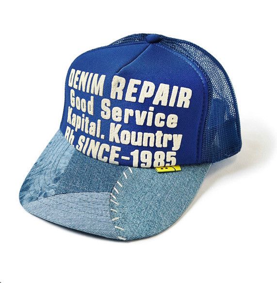 image of Kapital Denim Repair Blue Trucker Hat Nwt, Men's