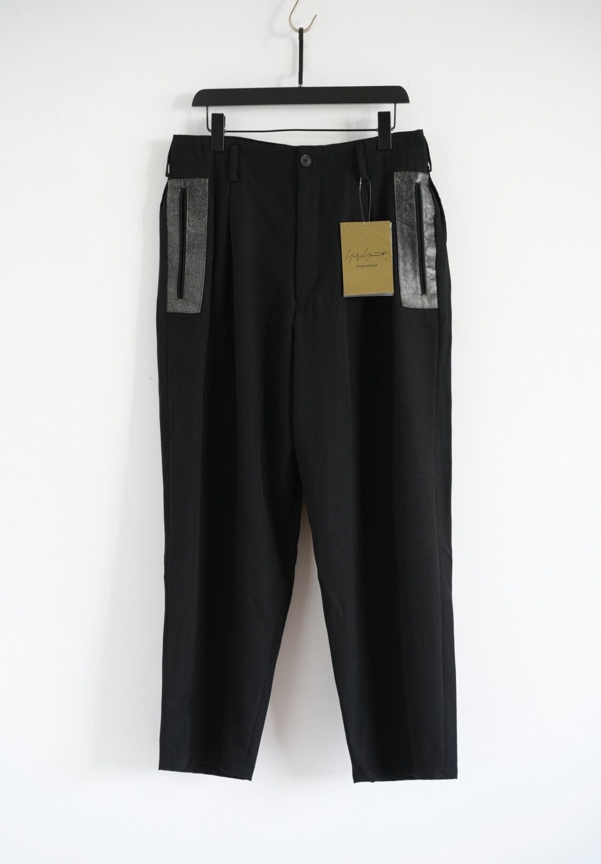 Yohji Yamamoto Black Casual Pants with Leather Accent Pockets - Size 34 Size US 34 / EU 50 - 1 Thumbnail