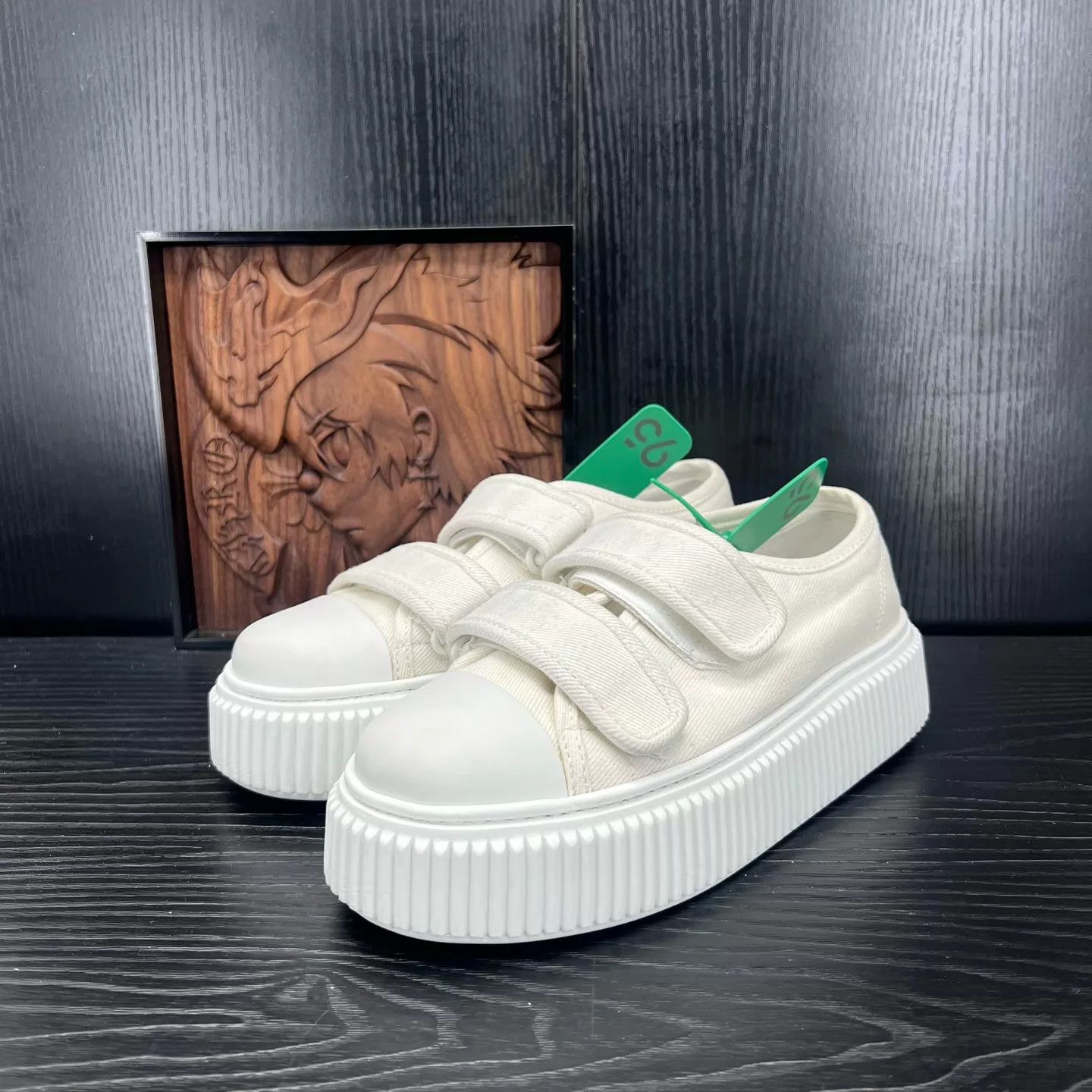 Miu Miu MIU MIU white canvas Velcro 38 like new Size US 7.5 / IT 37.5 - 1 Thumbnail