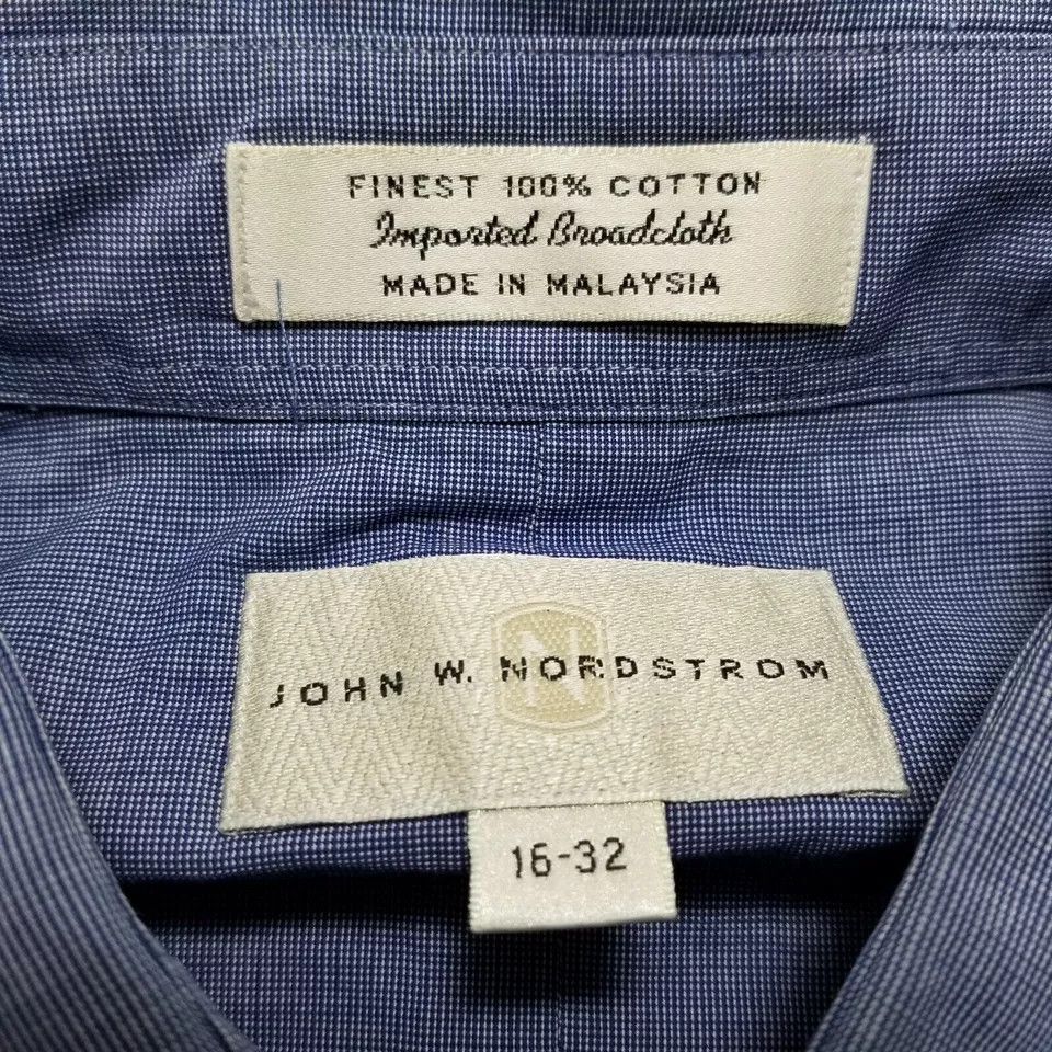 Other John W Nordstrom Shirt Mens 16-32 Blue Casual Button Up Size US S / EU 44-46 / 1 - 6 Thumbnail