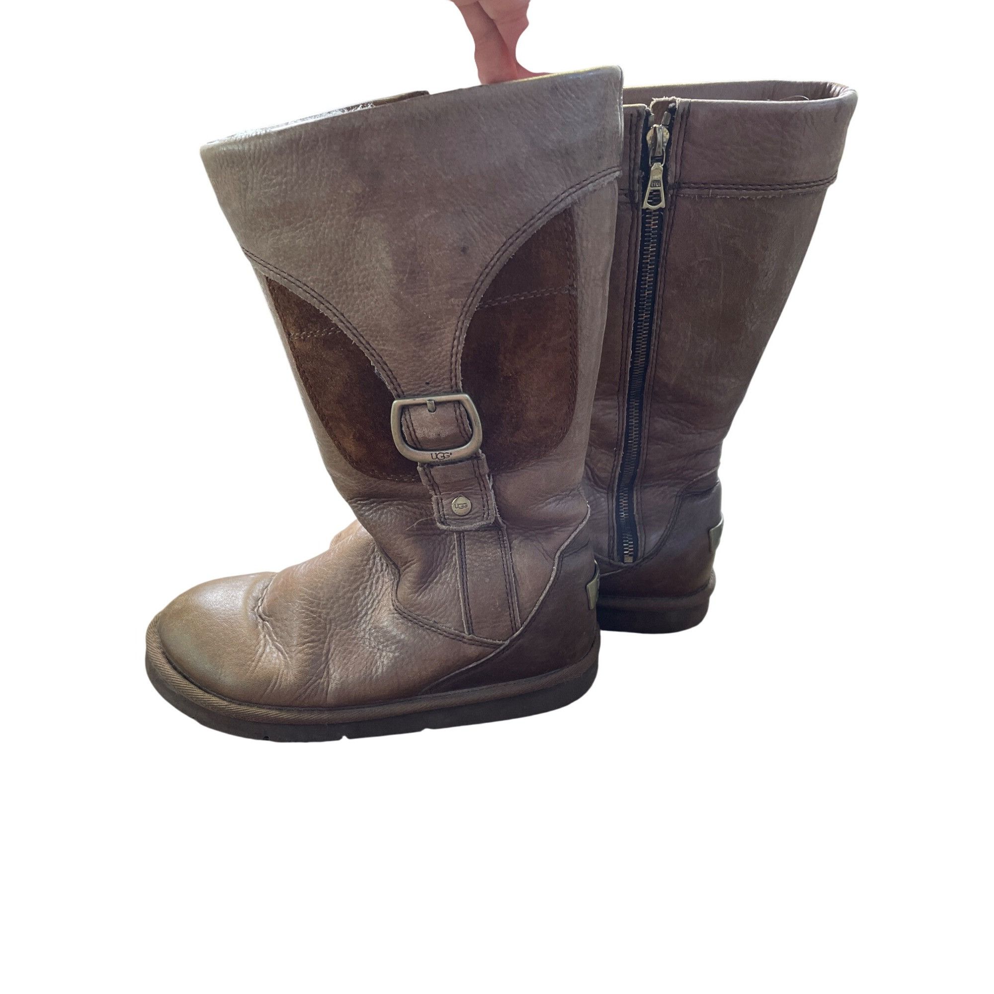 Ugg Ugg Australia Womens Brown Mid-Calf Leather sheep lined fur Size US 7 / IT 37 - 2 Thumbnail