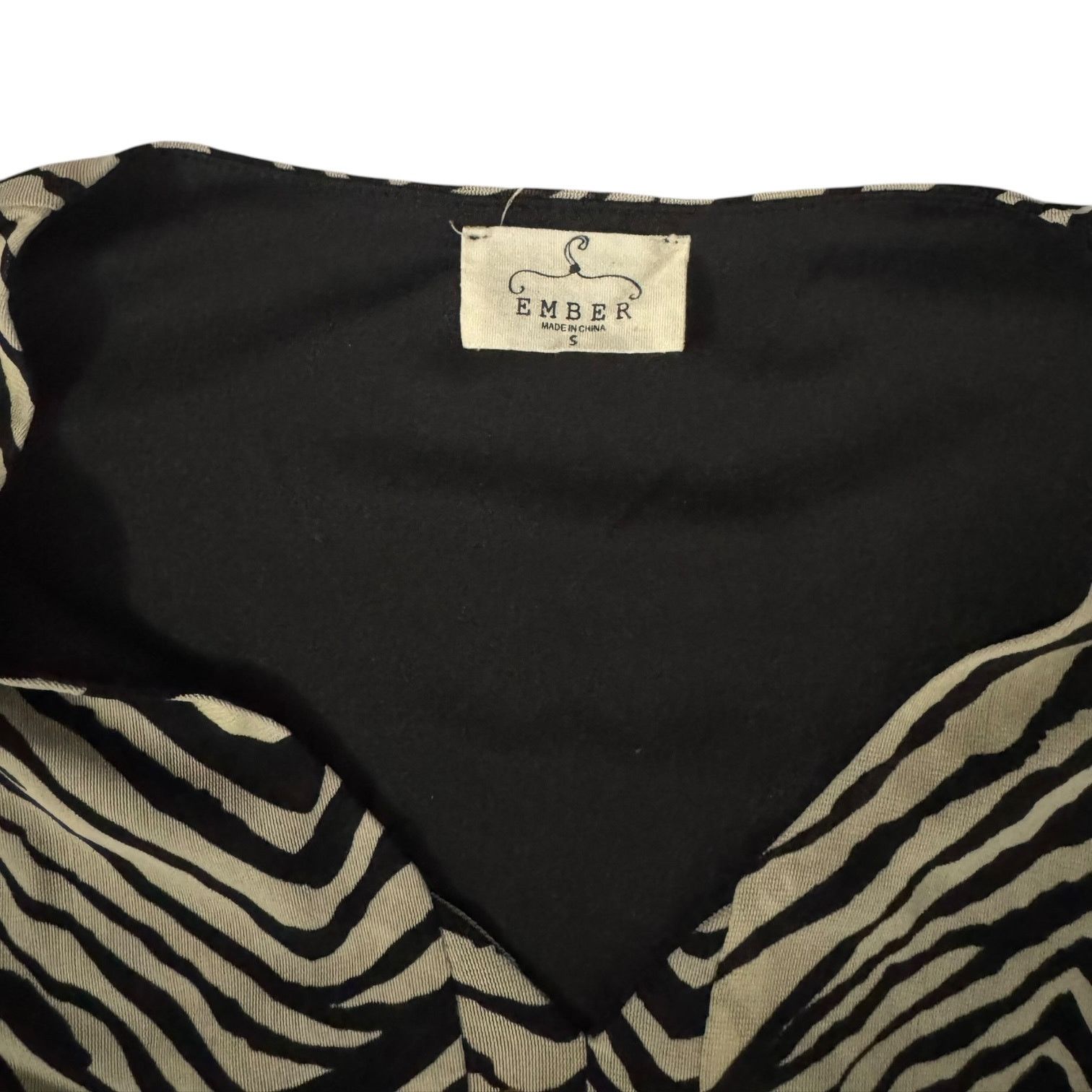 Other Ember Women’s Black & Tan Zebra Stripe Long Sleeve Top Small Size S / US 4 / IT 40 - 2 Thumbnail