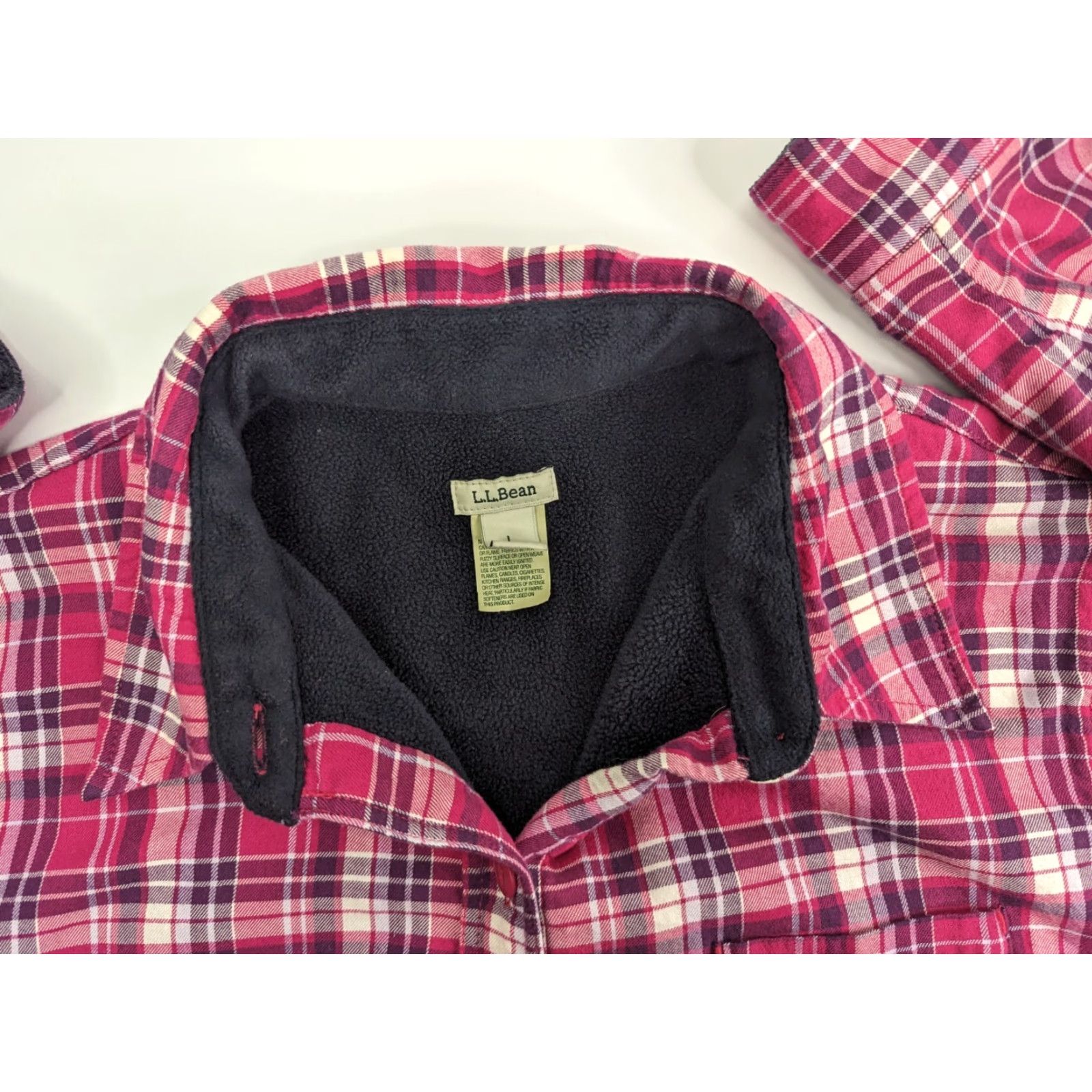 Vintage **L.L. Bean Women's Large Pink Plaid Flannel Shacket** User: L.L. Bean Women's Large Pink Plaid Flannel Shacket Size L / US 10 / IT 46 - 6 Thumbnail