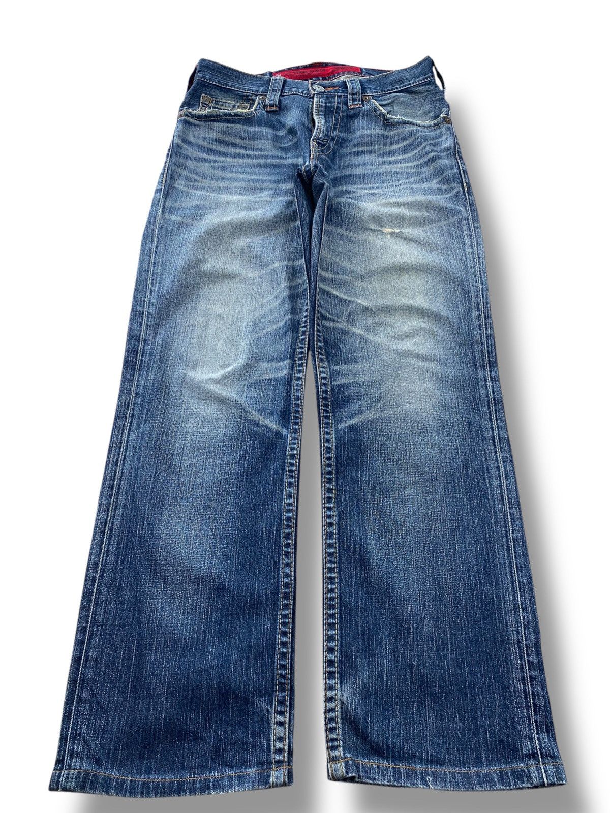 Levi's Levi’s Faded Blue Wash Whiskered Straight Leg Jeans Size US 30 / EU 46 - 1 Thumbnail