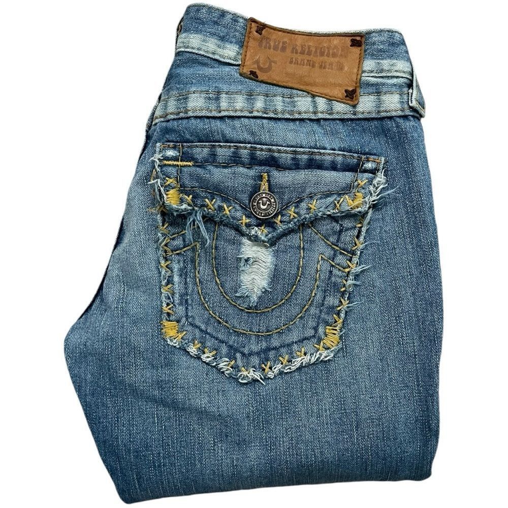 True Religion Y2K Distressed Grunge Stitch Joey Flare Jeans