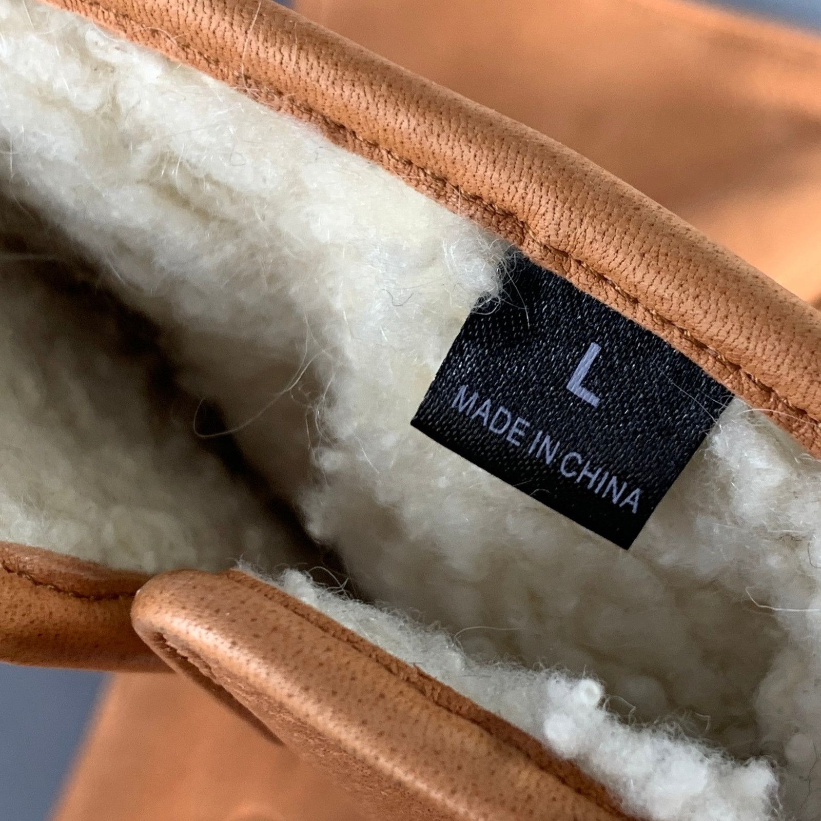 Will Leather Goods WILL LEATHER GOODS L Tan Deerskin Leather Shearling Gloves Size ONE SIZE - 4 Thumbnail