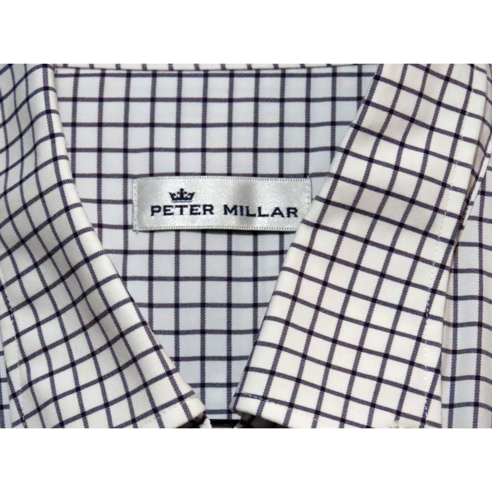 Peter Millar Peter Millar Button Down Shirt Men L White Nylon Spandex Check Short Sleeve Golf UV Wrinkle-Resistant Casual Business Dress Shirt Size 42R - 3 Thumbnail
