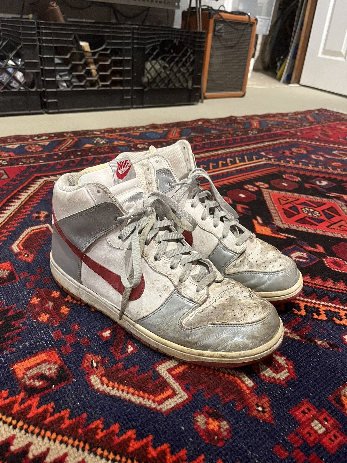 Nike Dunk High Metallic Silver | Varsity Red White Size US 11 / EU 44 - 5 Thumbnail