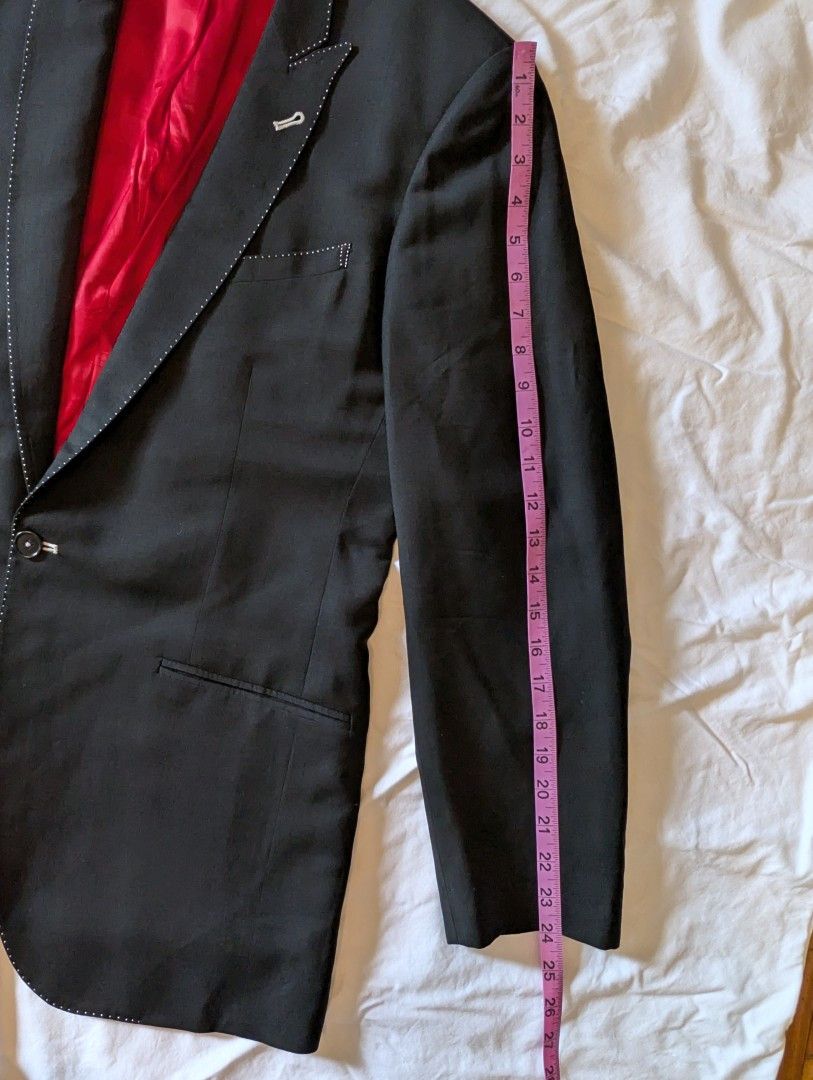 Other Black Alexander Nash peak lapel blazer with pick stitch, 42R Size 42R - 8 Thumbnail