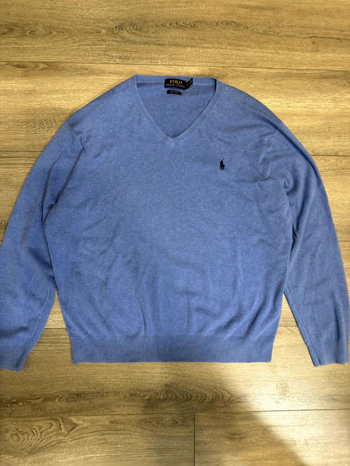 Polo Ralph Lauren Polo Ralph Lauren Pima Cotton V-Neck Pullover Blue Size US XL / EU 56 / 4 - 1 Thumbnail