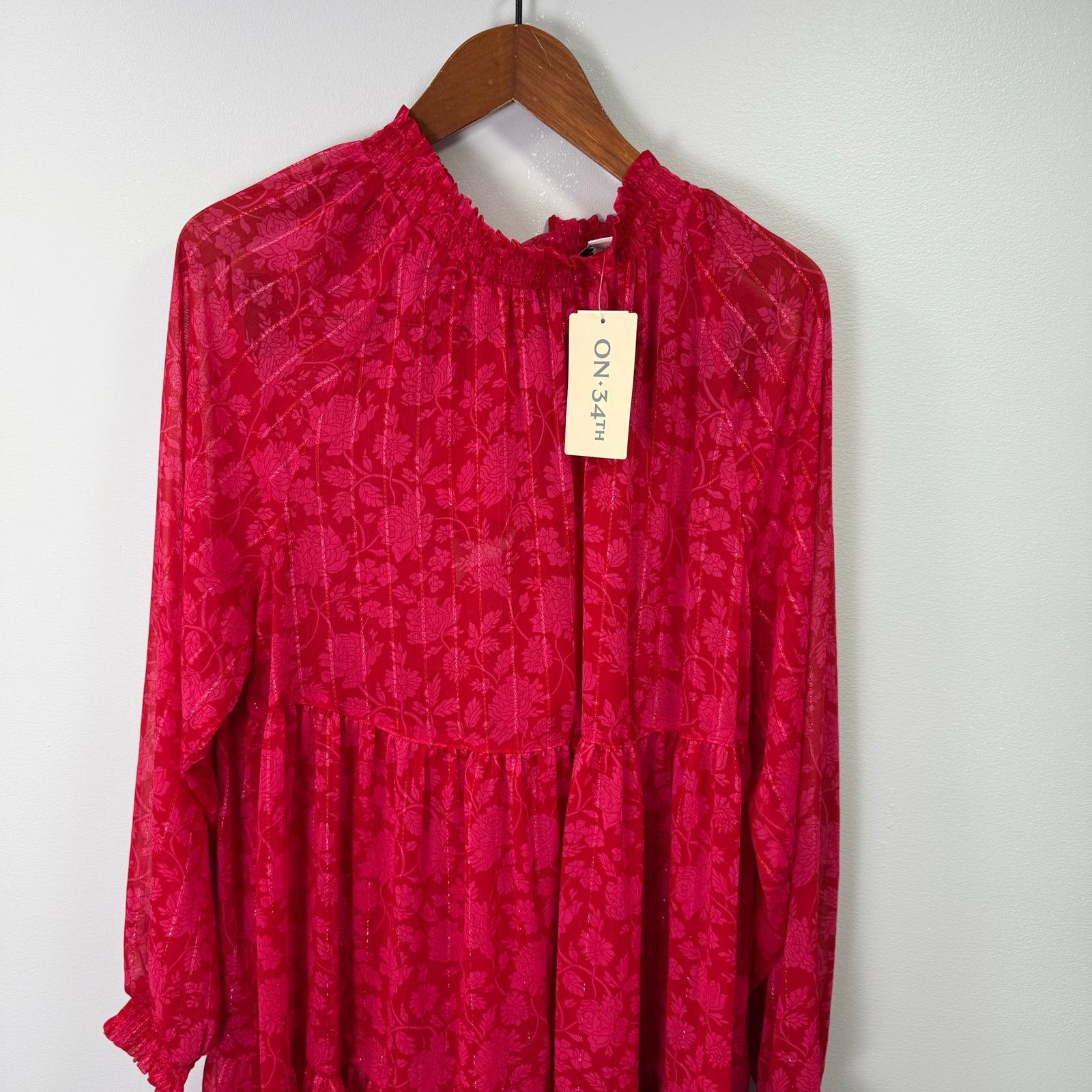 Macys On 34th Macys Plus Dress sz 1X Floral Tiered NEW # G578 Size XL / US 12-14 / IT 48-50 - 4 Thumbnail