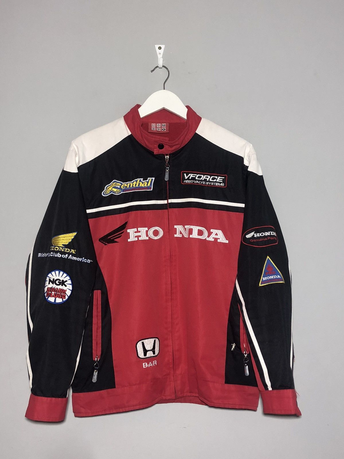 image of Vintage Honda Racing Team Moto Jacket Y2K Streetwear Style in Red Black, Men's (Size Medium)