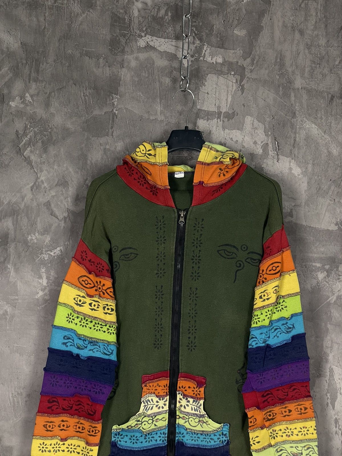 Japanese Brand × Vintage Y2K Nepal Fantasy Zip Up Hoodie Patchwork vintage 90s Size L / US 10 / IT 46 - 2 Thumbnail