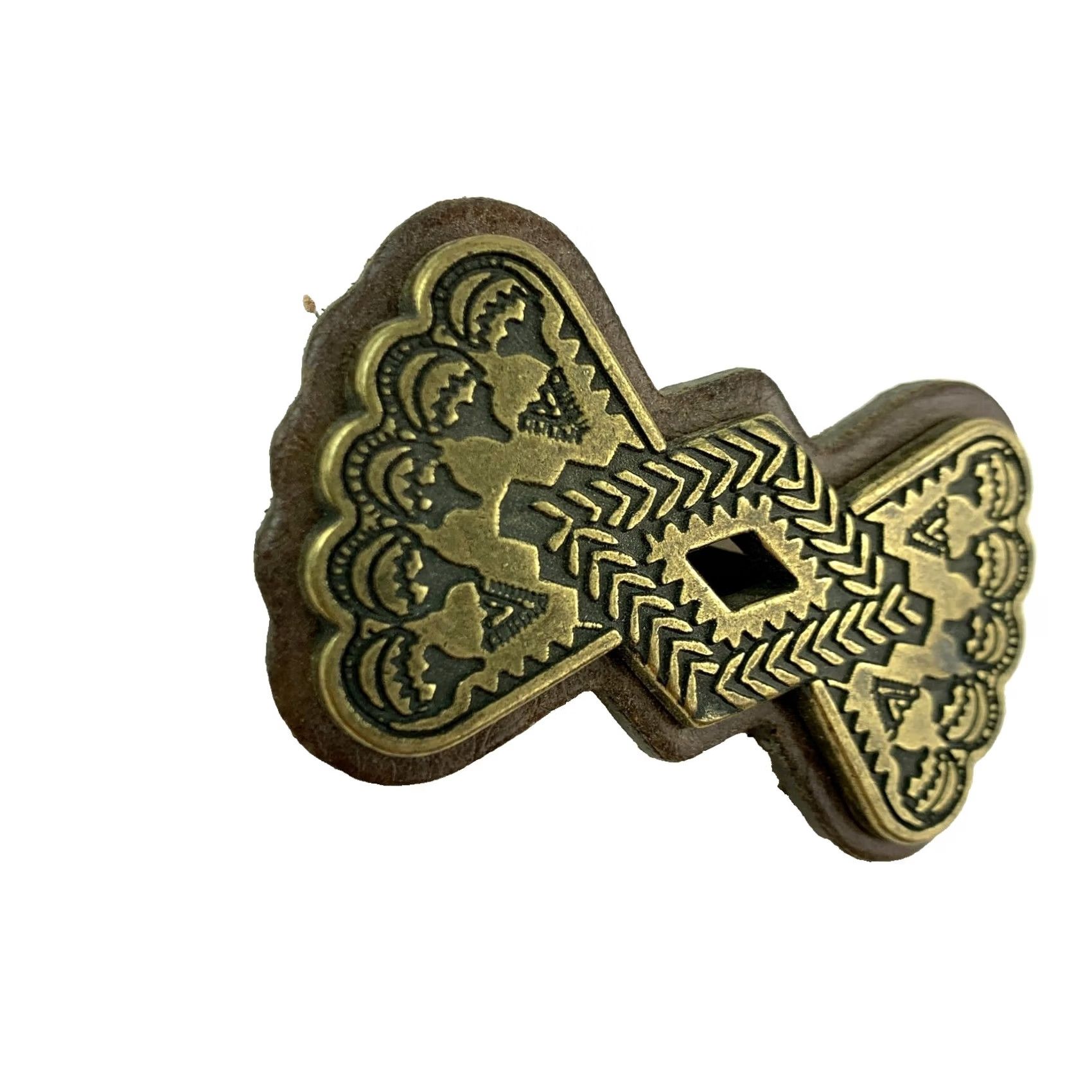 Native VINTAGE Native Leather Belt Buckle Piece Needs Repair DIY Western Buckle Men Metal Size ONE SIZE - 2 Thumbnail