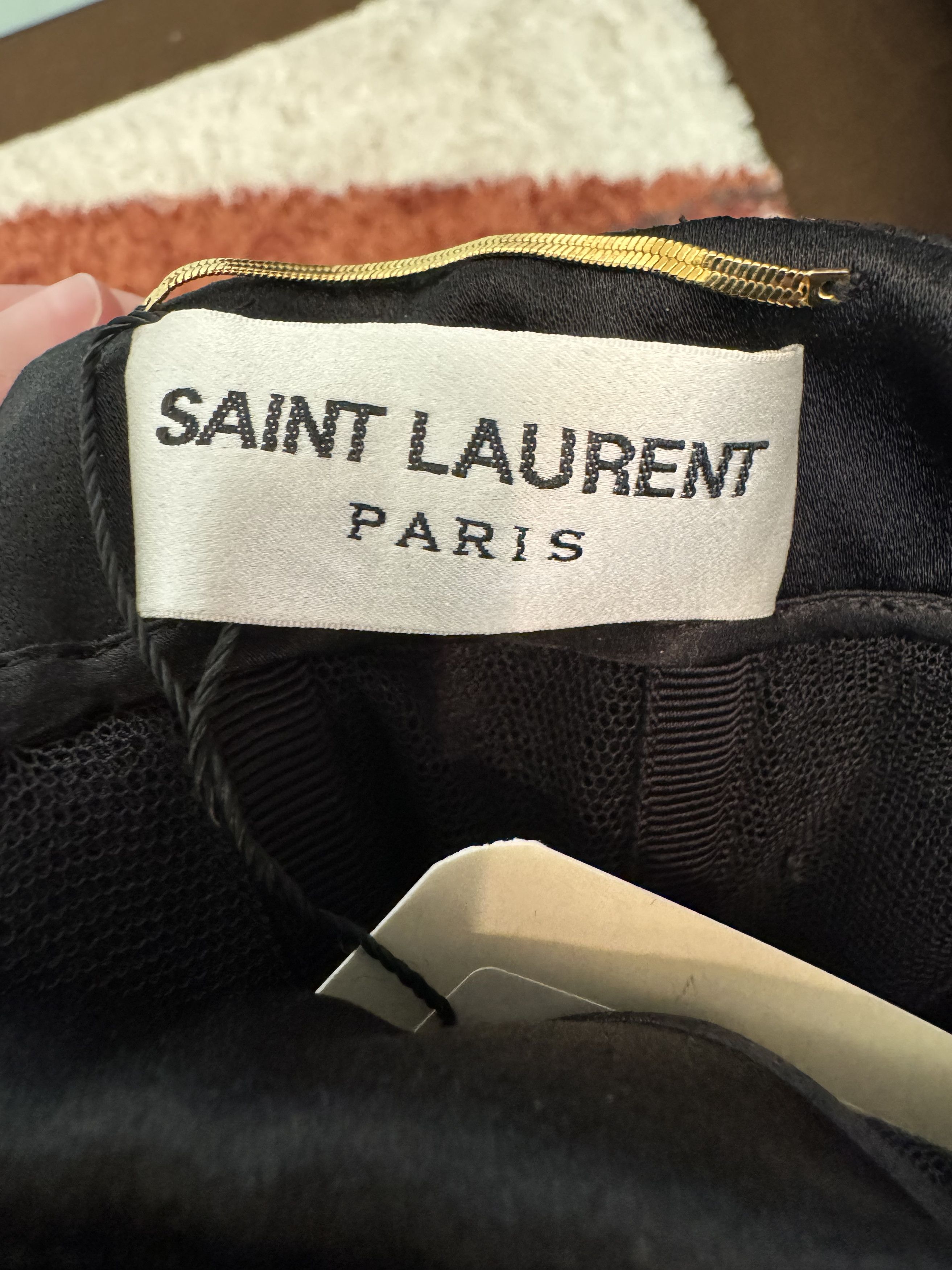 Saint Laurent Strapless Little Black Mini Dress with Bow