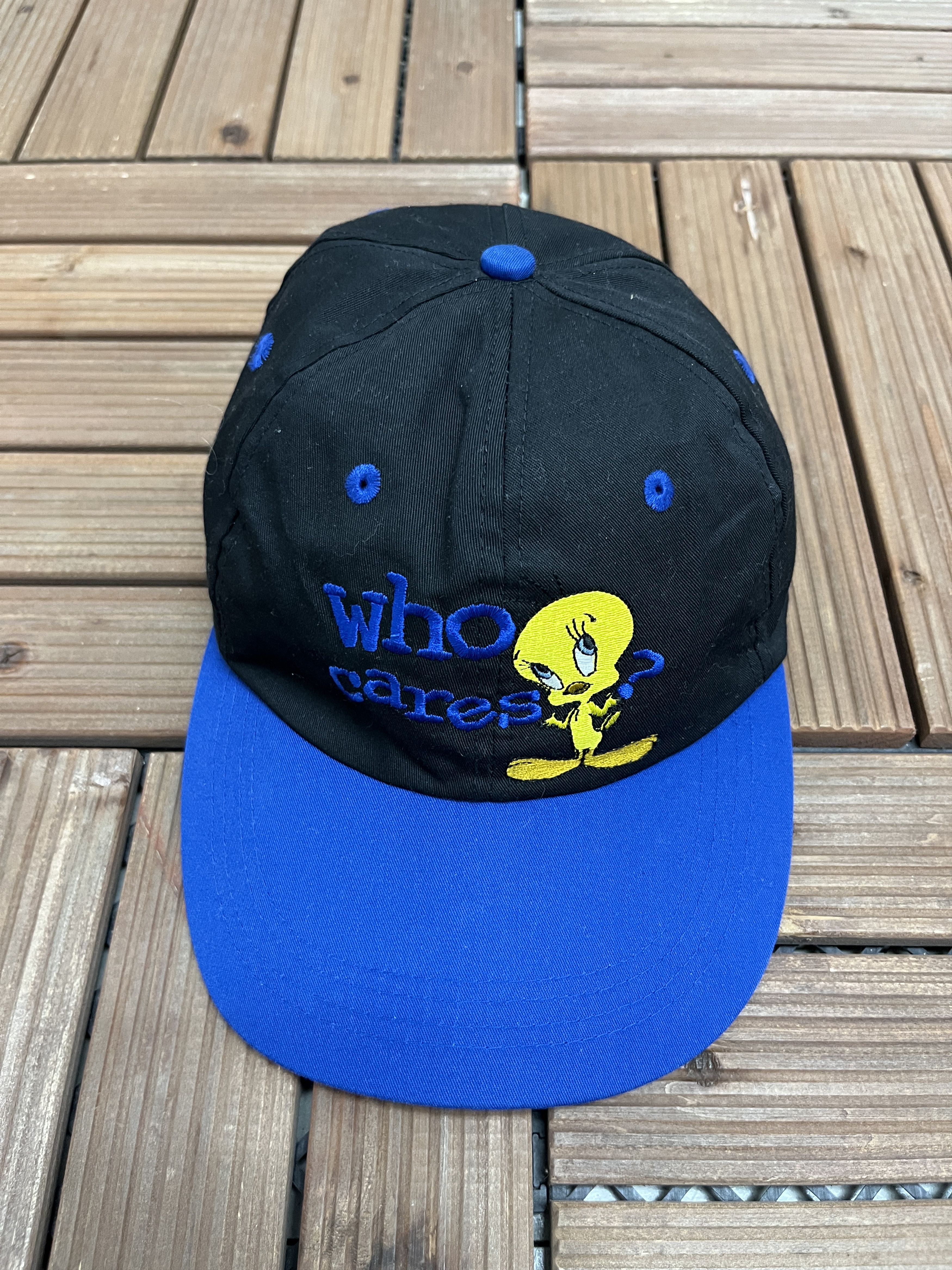 Vintage Tweety Bird Who Cares? Vintage Black Hat Cap Size ONE SIZE - 2 Thumbnail
