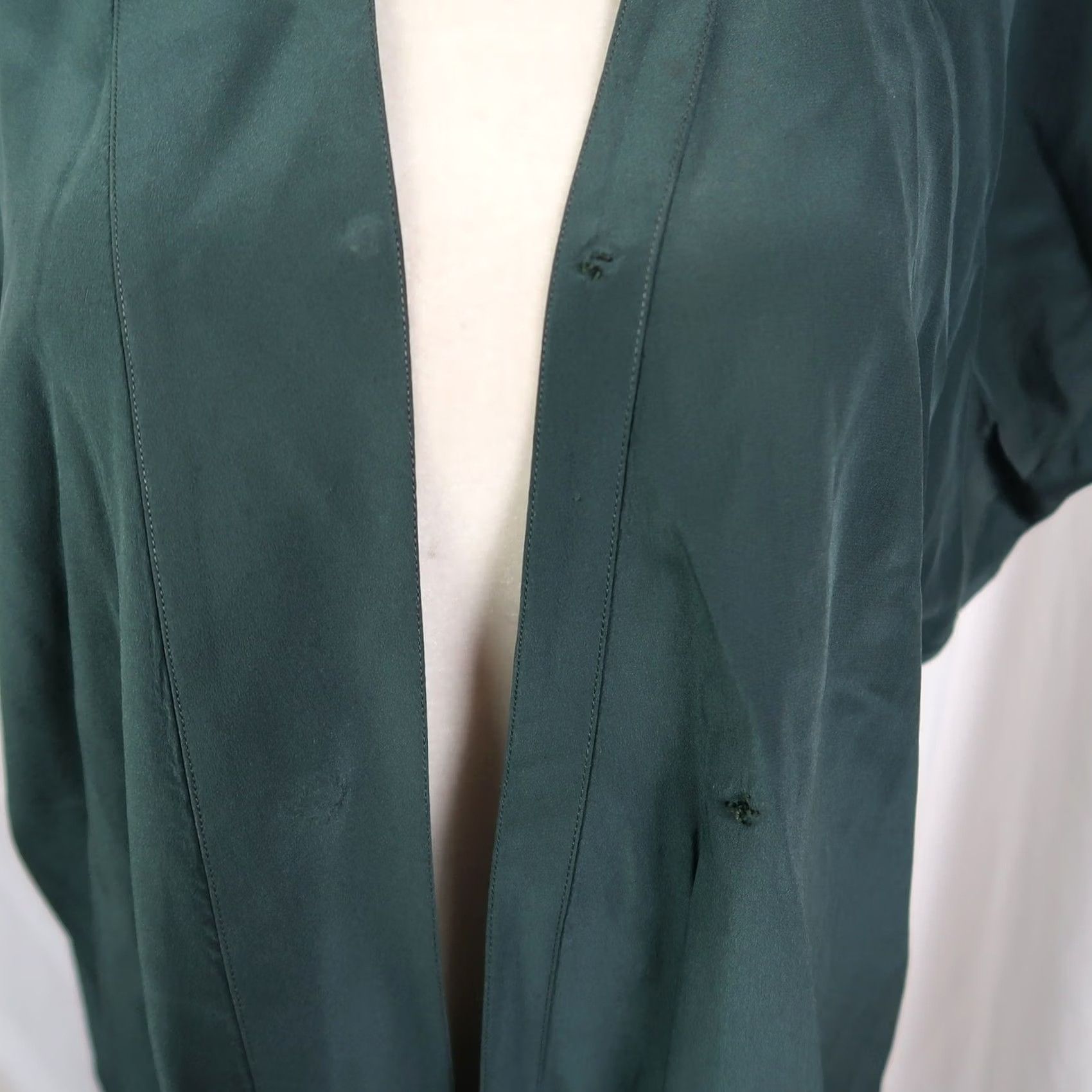 Versace VINTAGE Gianni Versace Blouse Top Dark Green Silk 90s Womens S Size S / US 4 / IT 40 - 6 Thumbnail