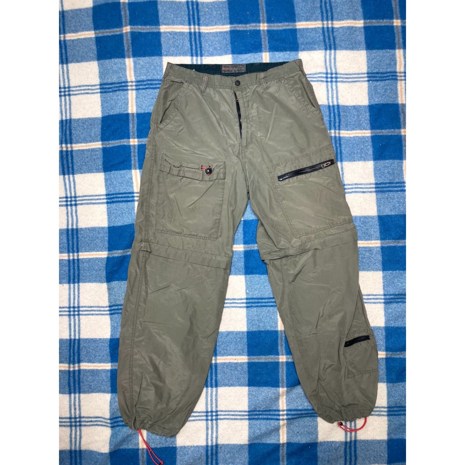 Olive VINTAGE Cargo Pants Womens Pants Drawstring Zipper Olive Green Baggy Y2K 32 Green Military Style Size 24" / US 00 / IT 34 - 2 Thumbnail