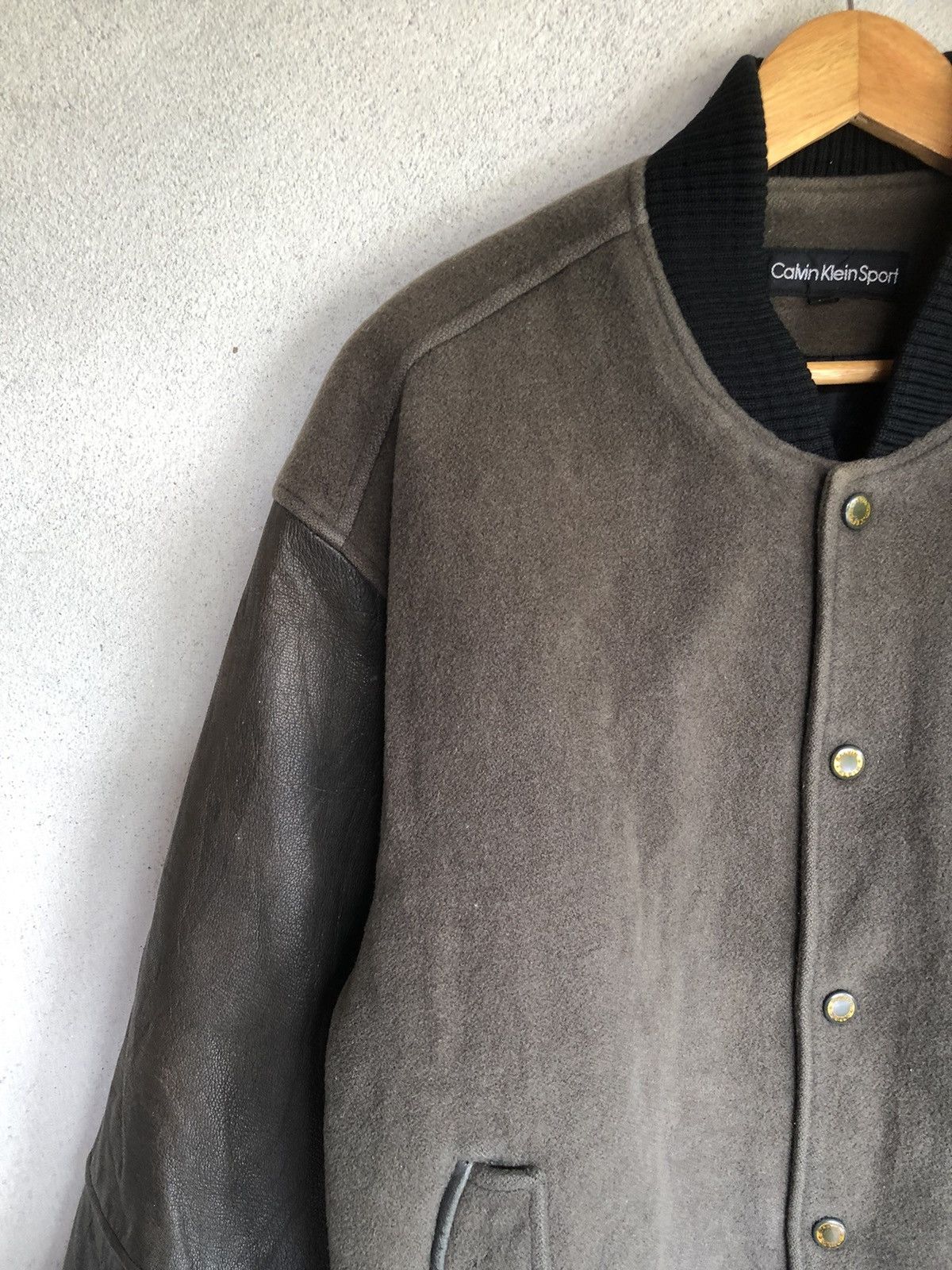 Calvin Klein × Japanese Brand × Vintage Vintage Calvin Klein Sport Varsity Half Leather Jacket Size US L / EU 52-54 / 3 - 6 Thumbnail