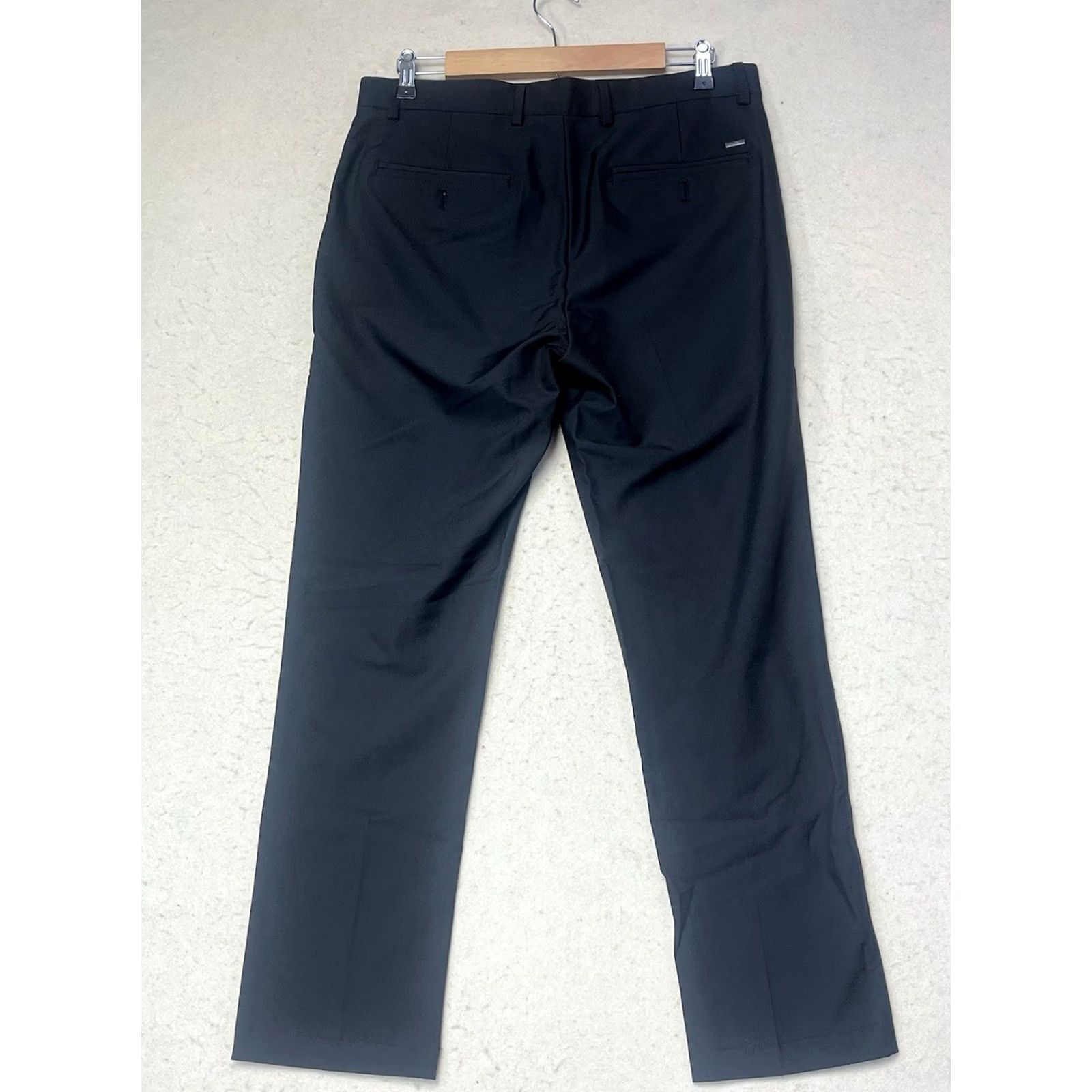 Vintage Greg Norman Men's Pants Classic Fit Black 32x29 Flat Front Stretch Pocket 2 Front Slit 2 Back Button Closure Casual Modern Style Size US 32 / EU 48 - 2 Thumbnail