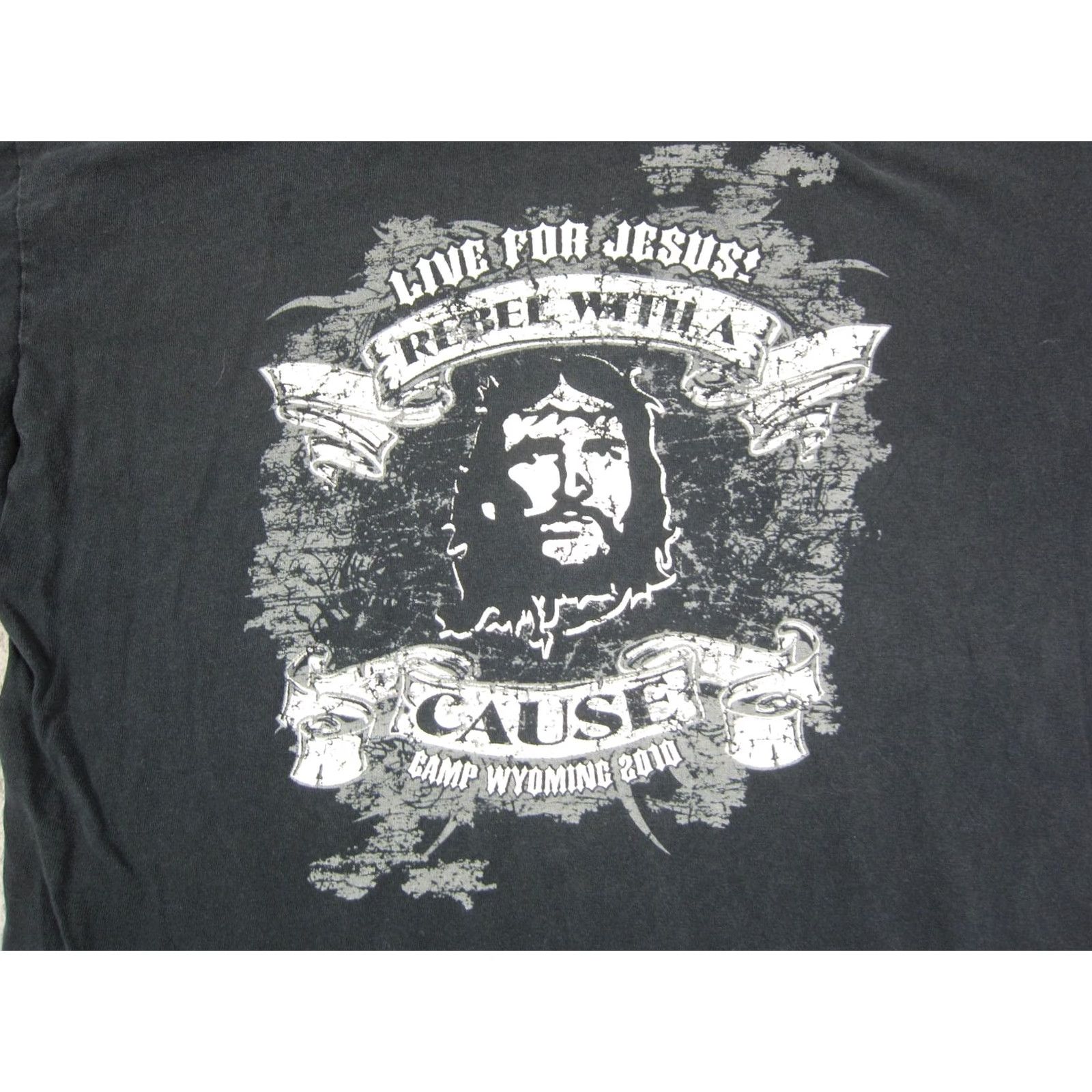 Gildan Christian T Shirt Adult Medium Black Live for Jesus Rebel with A Cause Tee Mens Regular Short Sleeve Crew Neck Gildan Logo Size US M / EU 48-50 / 2 - 2 Thumbnail