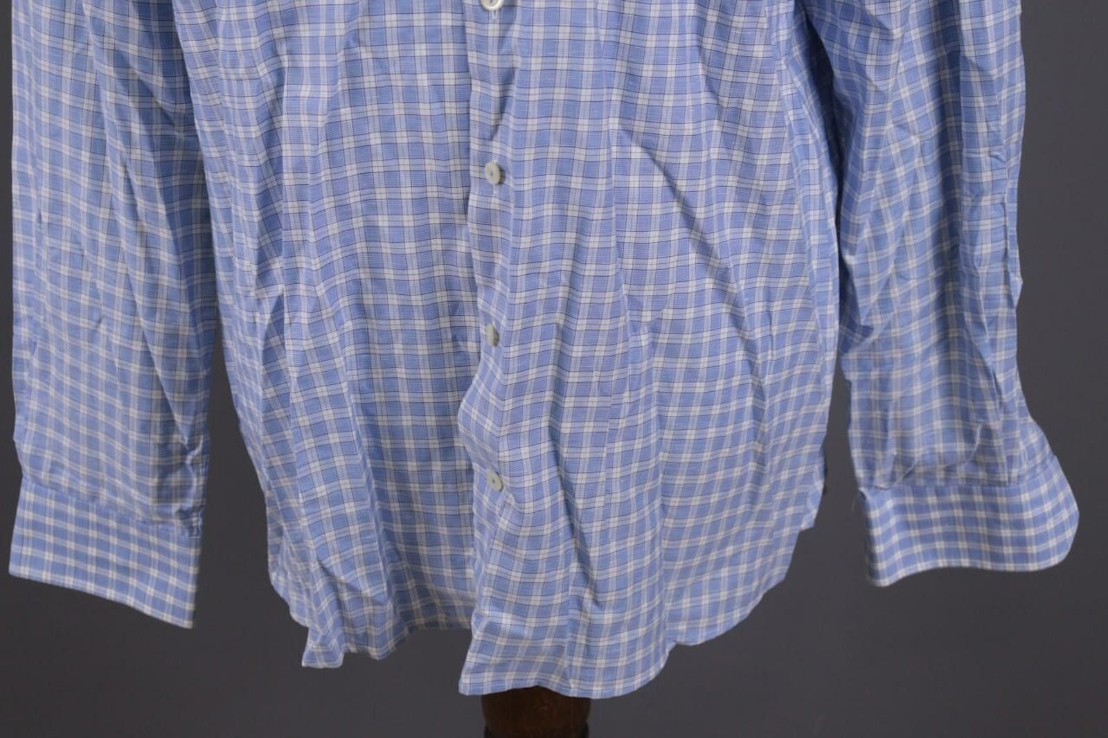 Eton Eton Contemporary Blue Check Cotton & Linen Shirt 43/17 Size US M / EU 48-50 / 2 - 3 Thumbnail
