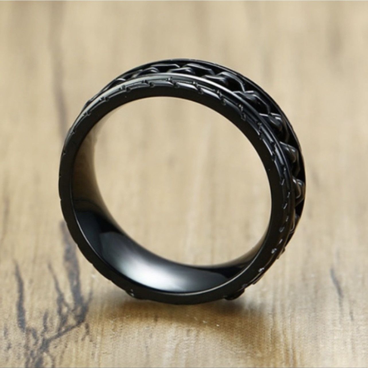 Jewelry Men's 8mm Black Spinning Chain Ring - Size 8 Size ONE SIZE - 3 Thumbnail