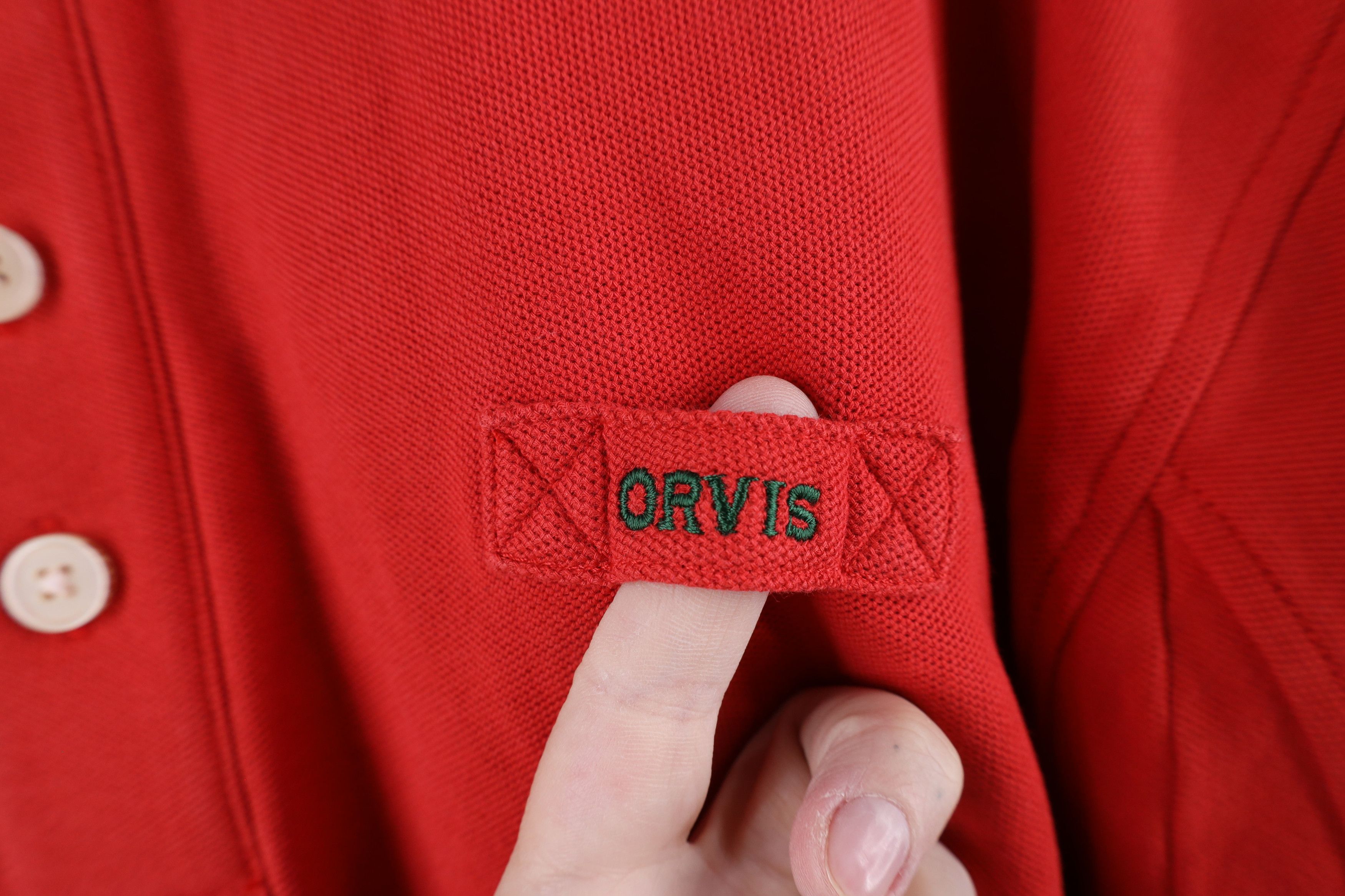 Orvis × Vintage Vintage Orvis Heavyweight Collared Polo Shirt Red Cotton Size US L / EU 52-54 / 3 - 4 Thumbnail