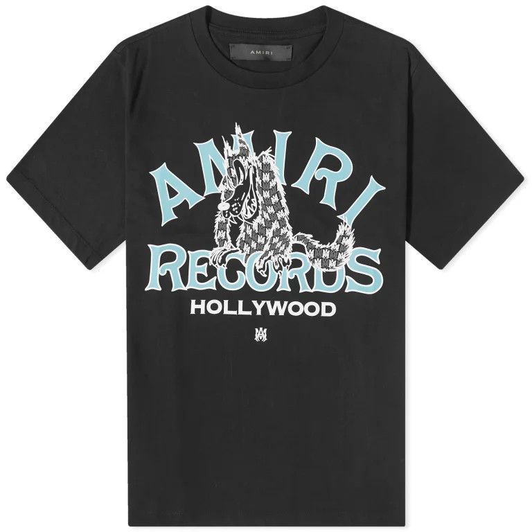 Amiri o1mle0325 Records Wolf T-Shirt in Black Size US M / EU 48-50 / 2 - 1 Thumbnail