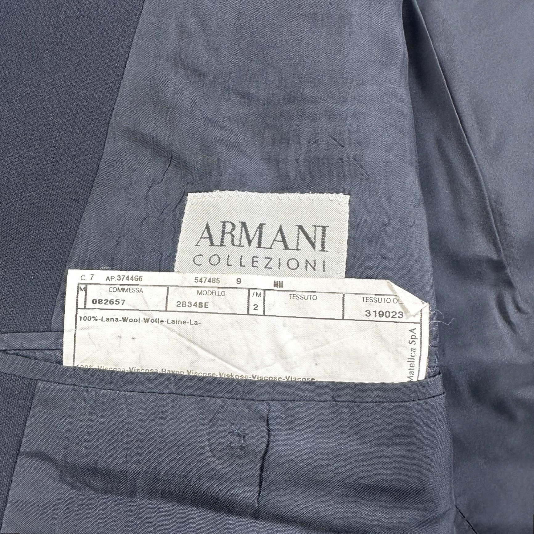 Armani Armani Collezioni Blazer Sport Coat Mens 43 Black Suit Jacket 3 Button Italy Size 46R - 7 Thumbnail