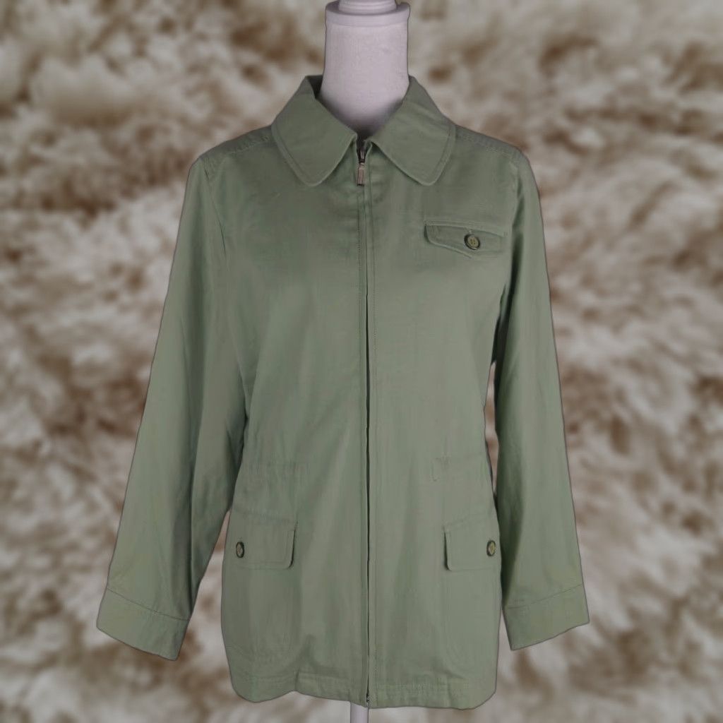 Vintage Green Women's Petite Jacket Small Lightweight Casual Outdoor Coat with Pockets 90s Style The Tog Shop