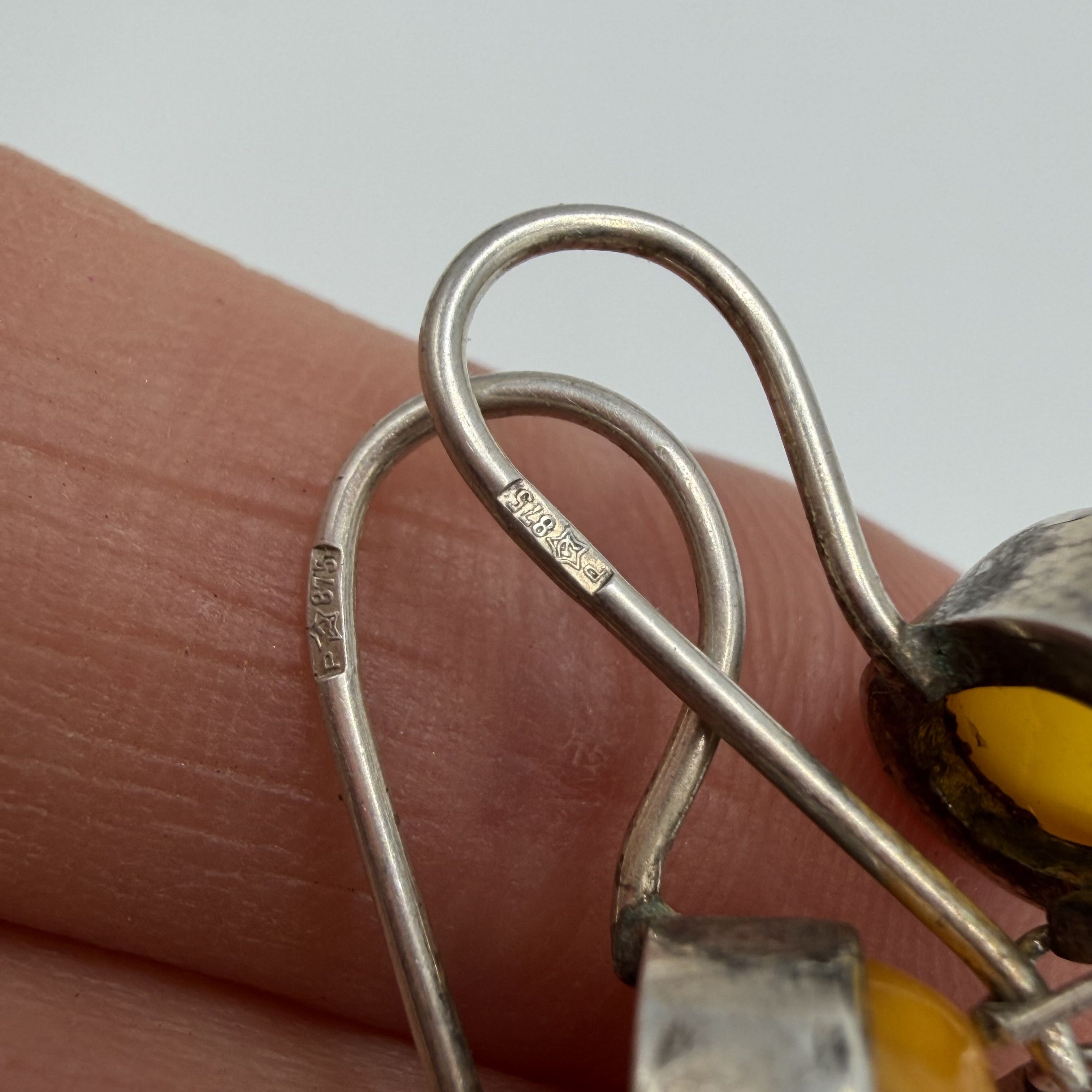 Vintage Vintage Modernist Baltic Amber Drop Earrings 875 Silver Size ONE SIZE - 7 Thumbnail