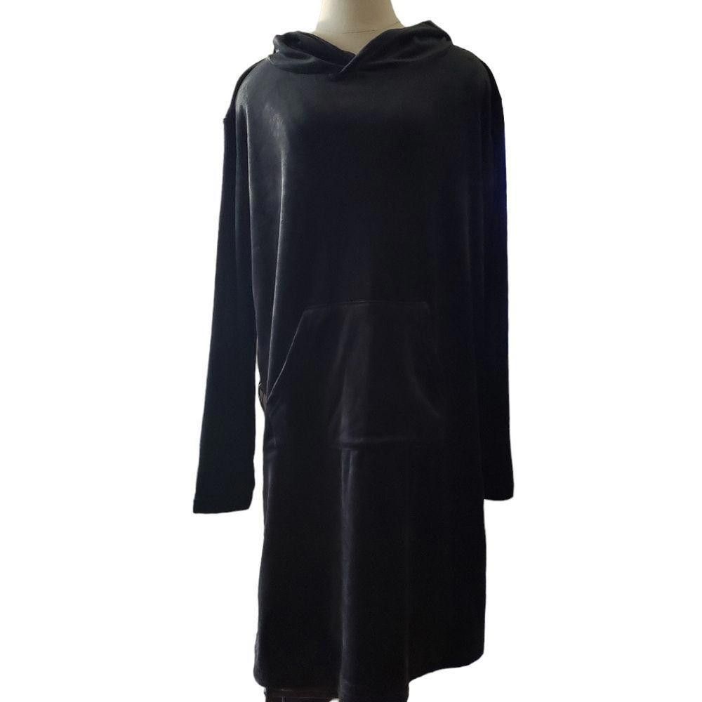 Designer CT1247a Black Velvet Fall Hoodie Lounge Ladies Top Size L / US 10 / IT 46 - 1 Thumbnail