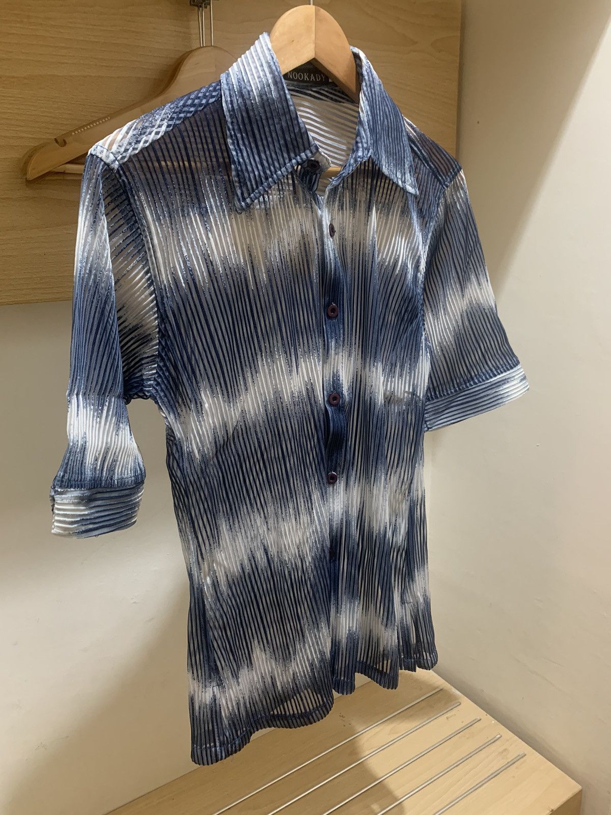 If Six Was Nine Vintage Japan nookady pleated gradation mesh sheer shirt Size US M / EU 48-50 / 2 - 3 Thumbnail