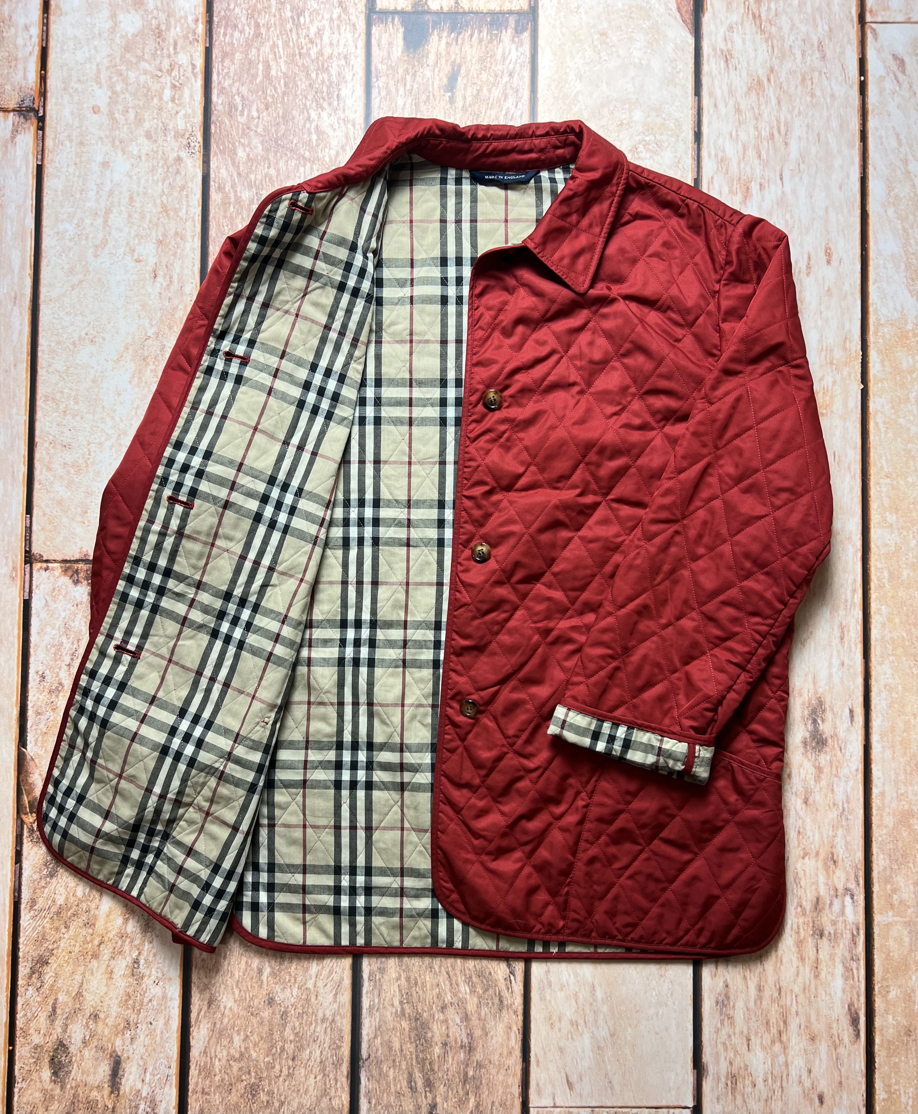 Image of Burberry London Quilted Jacket in Red, Women's (Size Large)