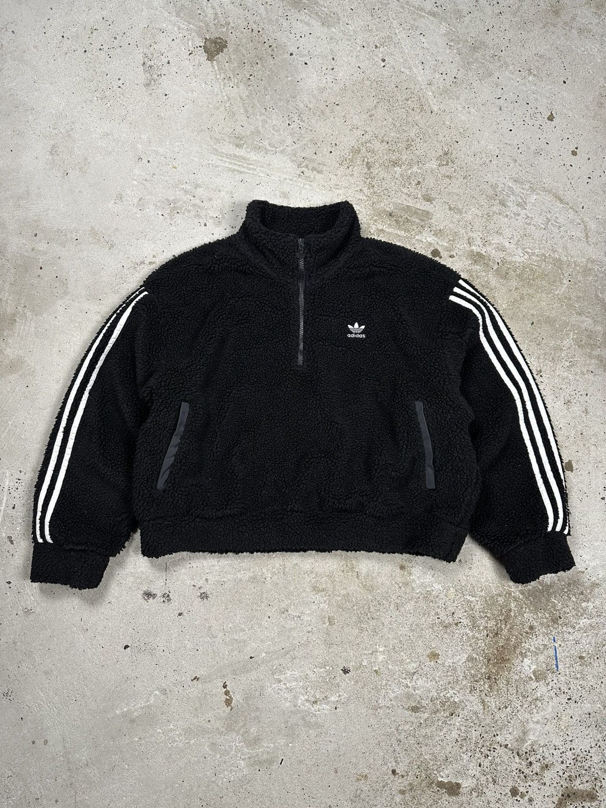 Adidas Adidas Fleece Cropped Half Zip Sweatshirt Boxy Fit Sherpa Size S / US 4 / IT 40 - 1 Thumbnail