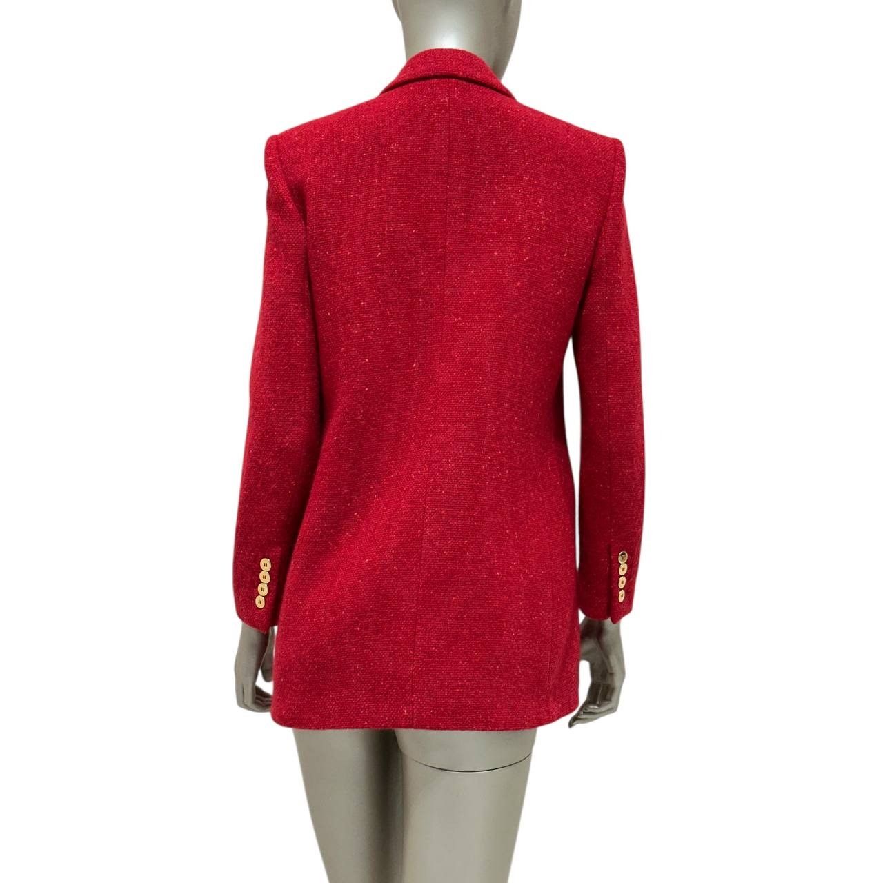 Saint Laurent Paris Saint Laurent Red Tweed Double Breasted Blazer Sz 40 Size M / US 6-8 / IT 42-44 - 2 Thumbnail