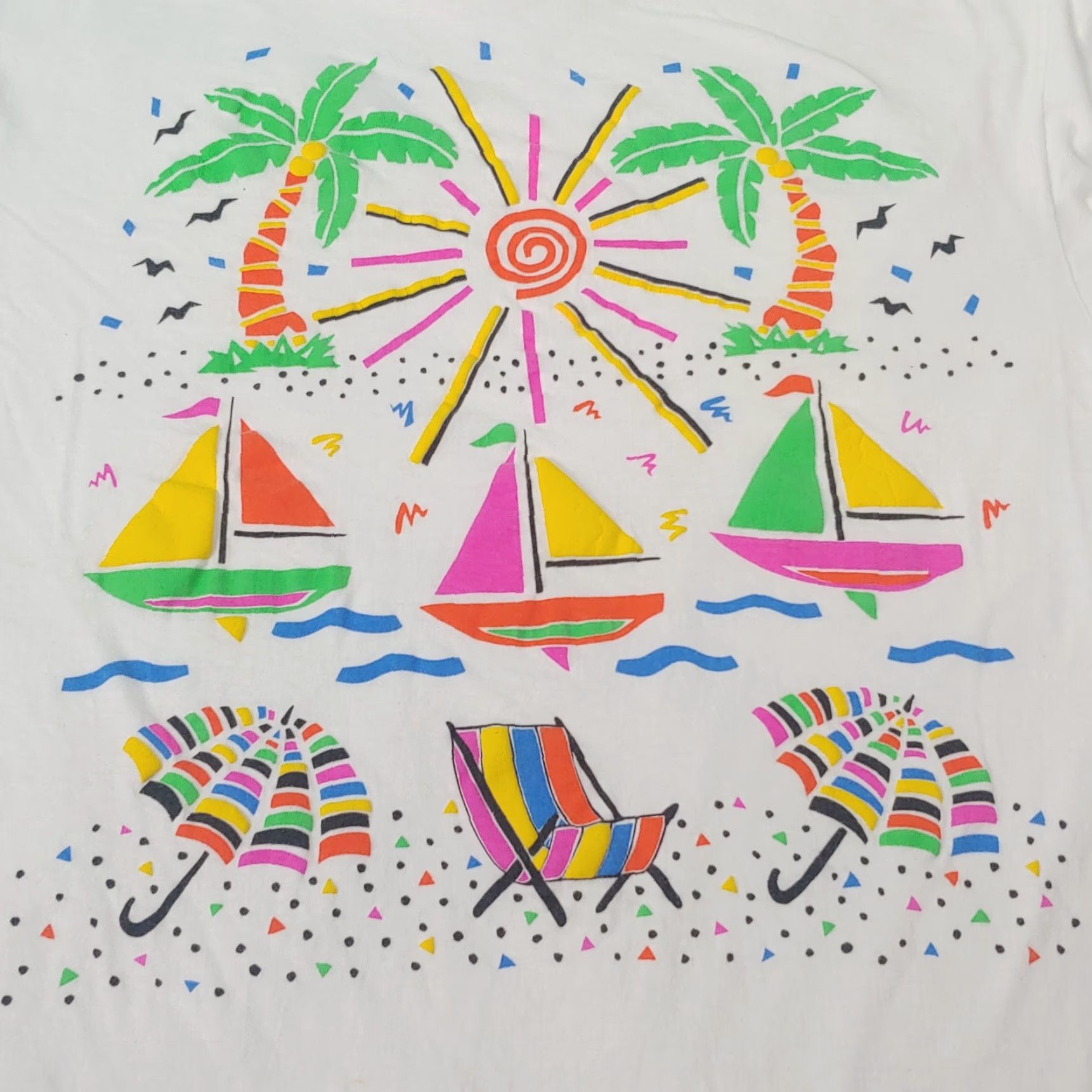 Vintage VINTAGE Short Hills EE Beach T Shirt White XL Puffy Graphic Single Stitch Crew Neck Men Regular Size Man Beach Sun Fun Size US XL / EU 56 / 4 - 2 Thumbnail
