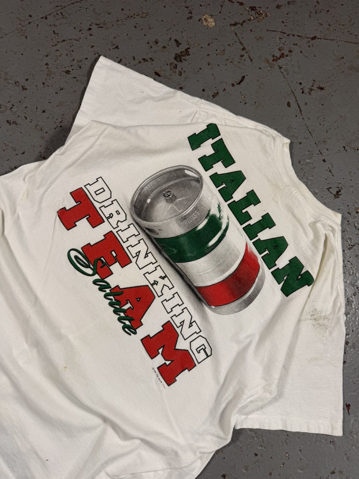 Vintage Vintage 1996 Distressed Official Italian Drinking Team Tee Size US XL / EU 56 / 4 - 2 Thumbnail