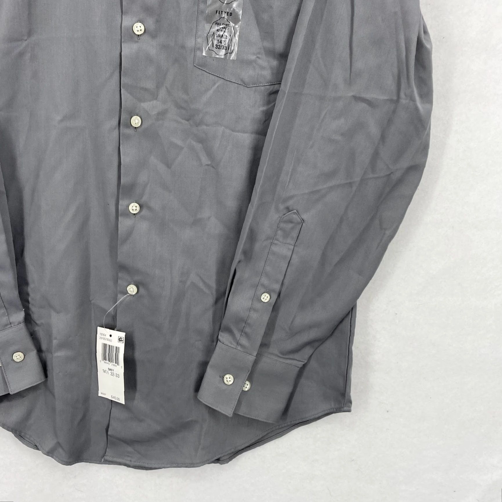 Van Heusen Van Heusen Shirt Mens 14.5 Grey Lux Sateen Fitted No Iron Business Casual Dress Shirt Long Sleeve Slim Chest Pocket Women/Womens? Size US M / EU 48-50 / 2 - 3 Thumbnail
