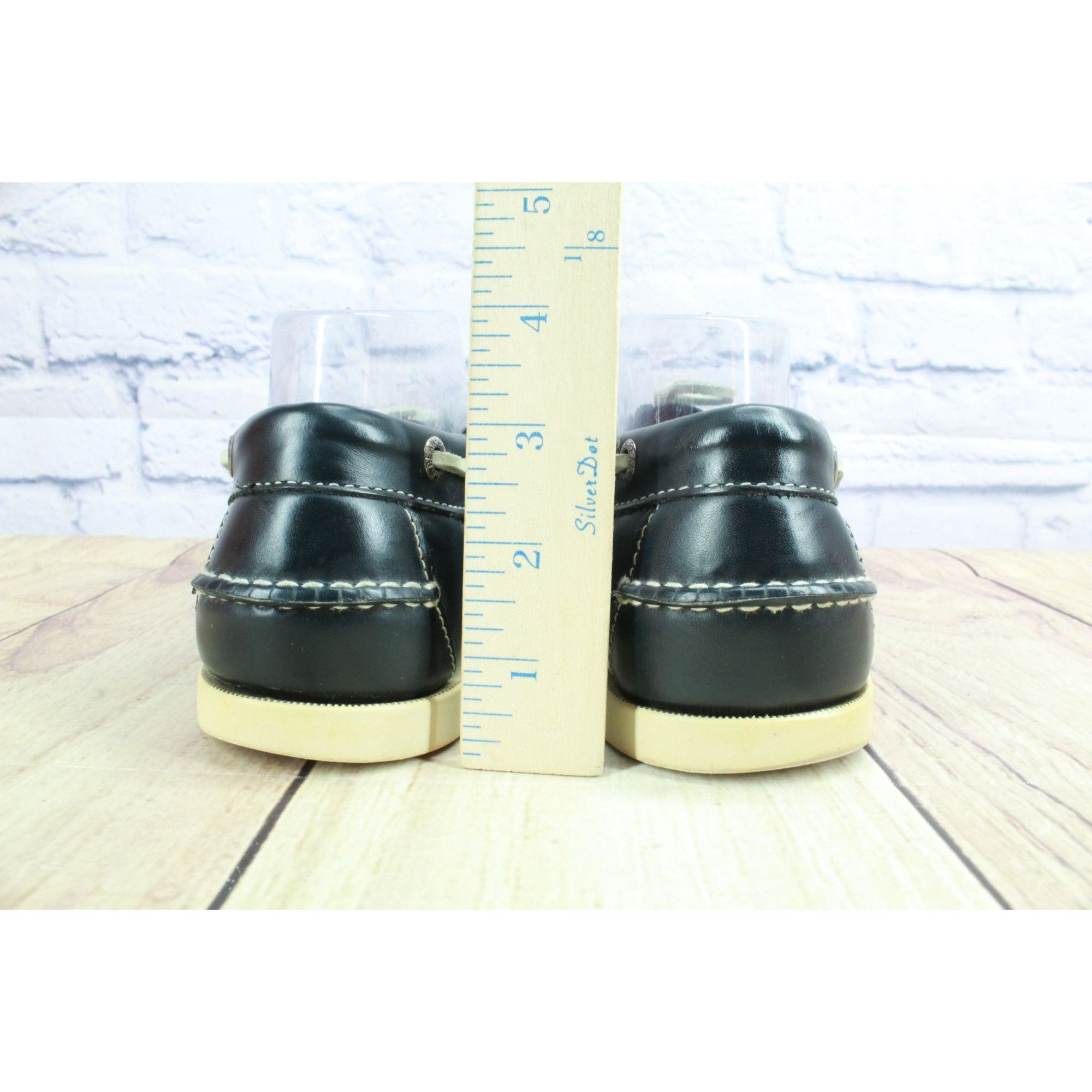 L.L. Bean LL Bean Navy Blue Leather Slip-On Boat Loafers Size US 9.5 / EU 42-43 - 6 Thumbnail