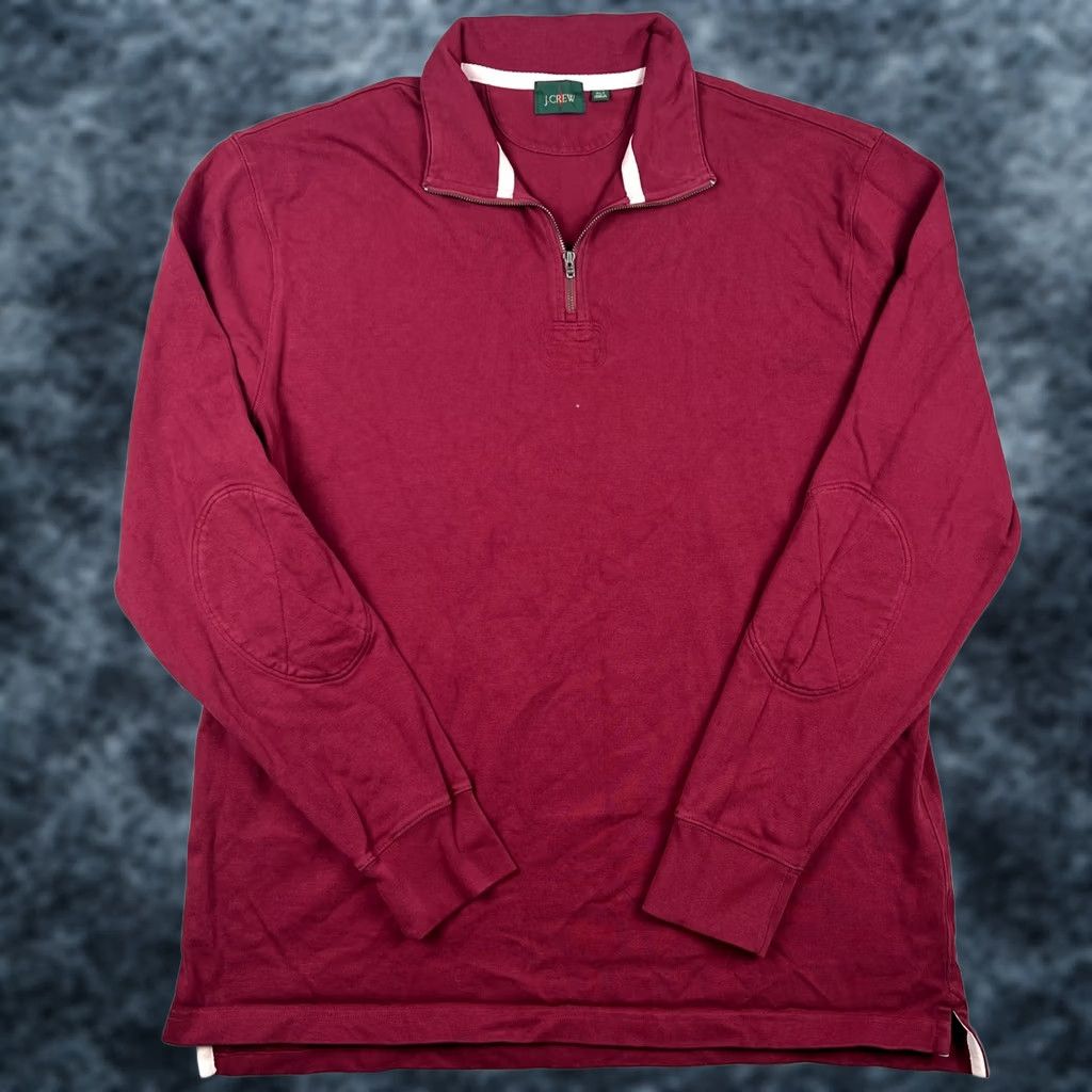J.Crew J Crew Oarsman Sweatshirt Mens XLT Red Cotton Elbow Pad Quarter Zip Rugby Size US XL / EU 56 / 4 - 1 Thumbnail