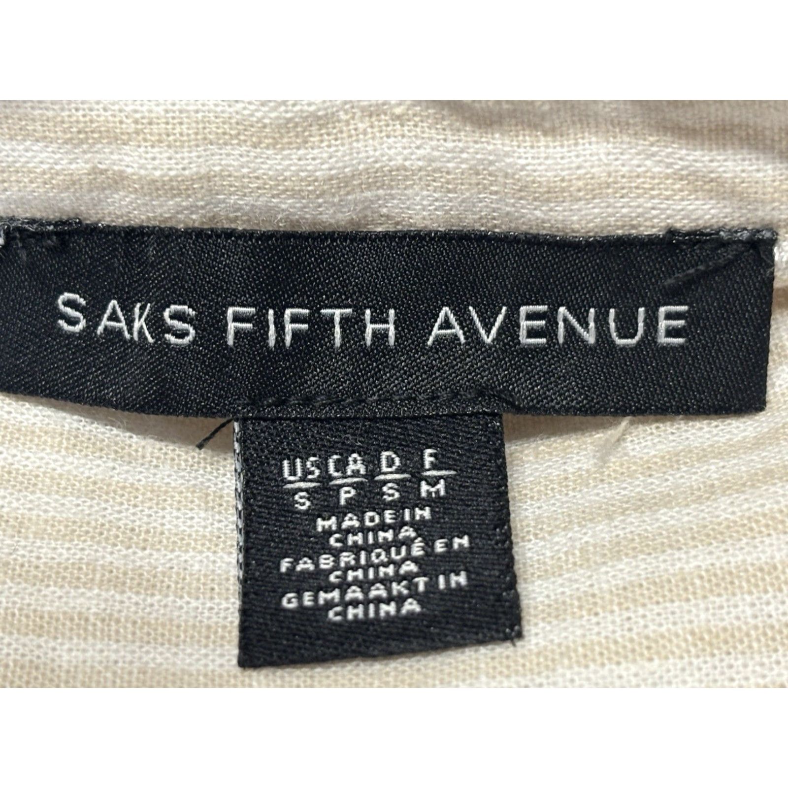 Saks Fifth Avenue VINTAGE Saks Fifth Avenue Women's Short Sleeve Button-Up Shirt Sz Small Linen Blend White Tan Striped Coastal Size S / US 4 / IT 40 - 7 Thumbnail