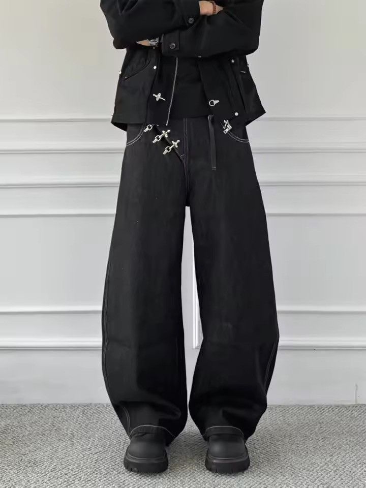 Jean xz denim Button Fly Black Luxury Baggy Jeans Pant Size US 31 - 4 Thumbnail